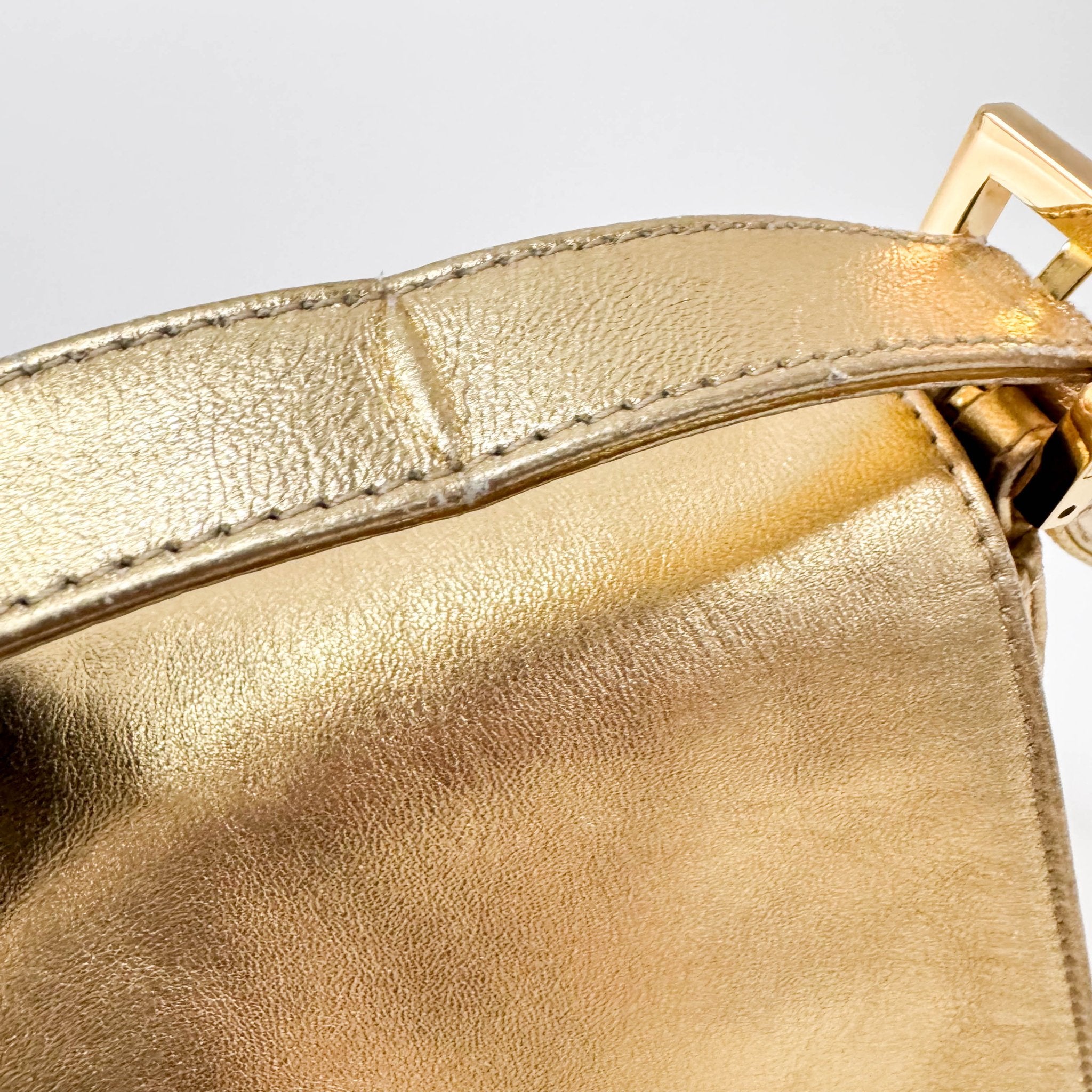 FENDI Mamma Baguette Gold Leather with Rhinestone Buckle Shoulder Bag, in , Sold by HIVE PRELOVED - Shoulder Bags, ,