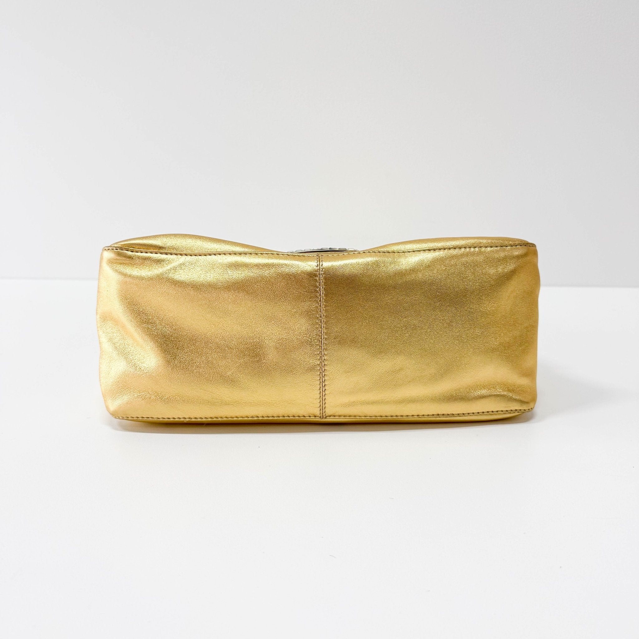 FENDI Mamma Baguette Gold Leather with Rhinestone Buckle Shoulder Bag, in , Sold by HIVE PRELOVED - Shoulder Bags, ,