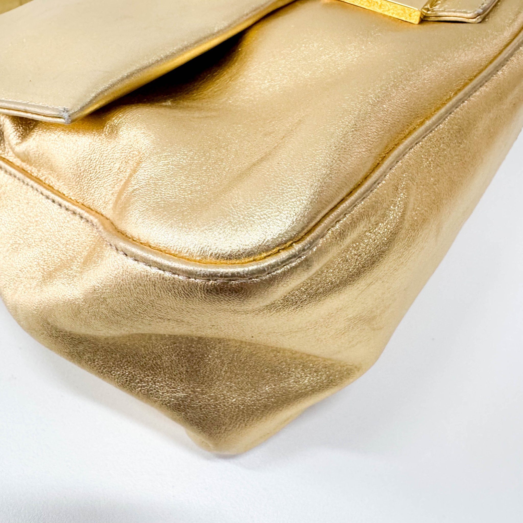 FENDI Mamma Baguette Gold Leather with Rhinestone Buckle Shoulder Bag, in , Sold by HIVE PRELOVED - Shoulder Bags, ,