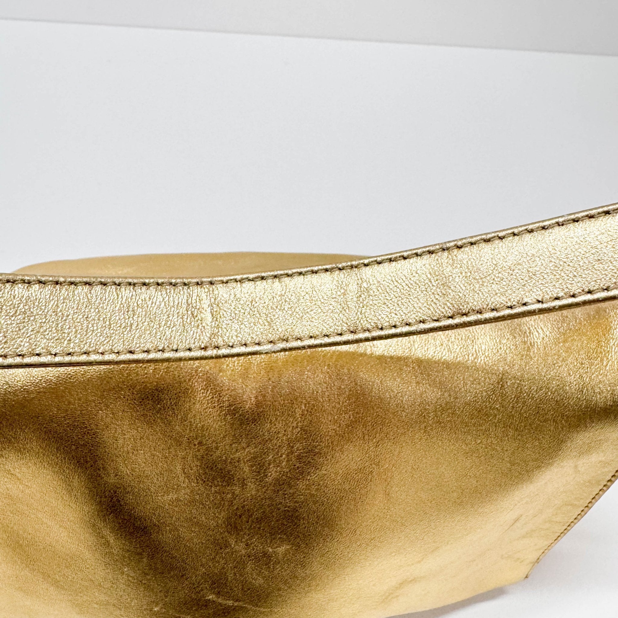 FENDI Mamma Baguette Gold Leather with Rhinestone Buckle Shoulder Bag, in , Sold by HIVE PRELOVED - Shoulder Bags, ,