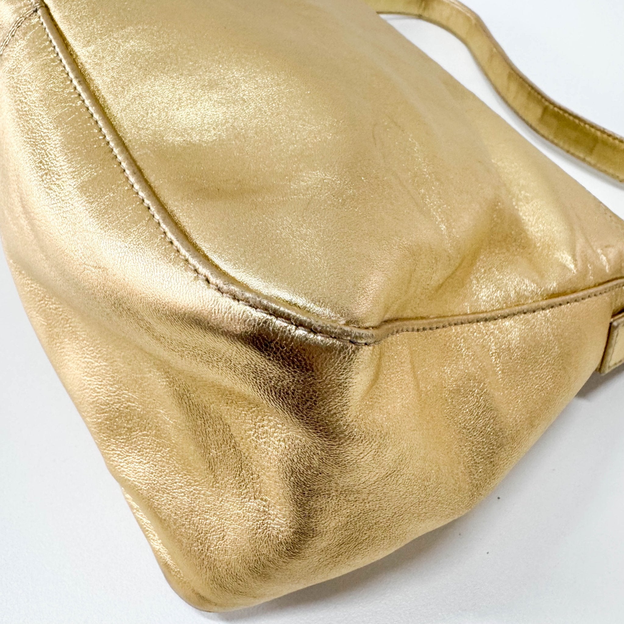 FENDI Mamma Baguette Gold Leather with Rhinestone Buckle Shoulder Bag, in , Sold by HIVE PRELOVED - Shoulder Bags, ,