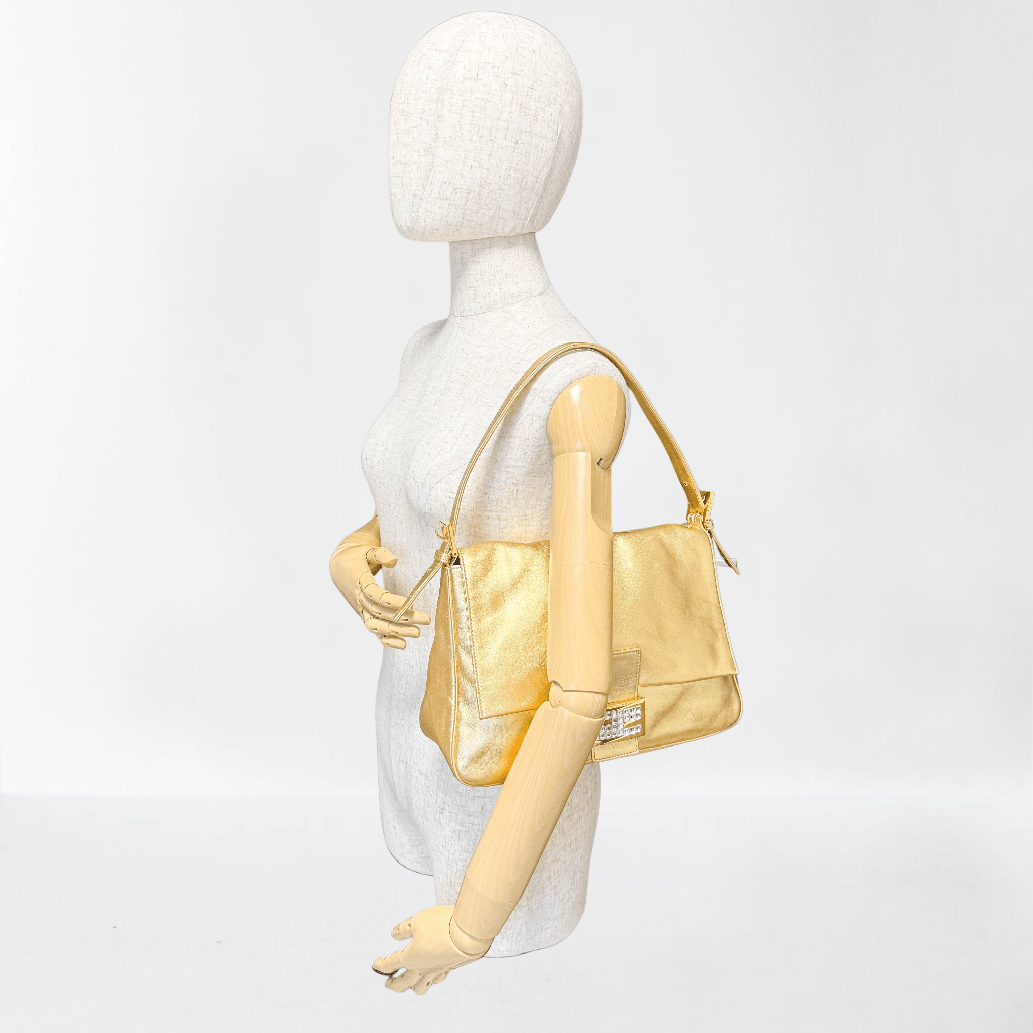 FENDI Mamma Baguette Gold Shoulder Bag, in , Sold by HIVE PRELOVED - Shoulder Bags, ,