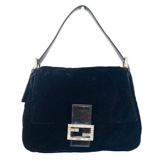 FENDI Mamma Baguette, Velvet in Black, Sold by HIVE PRELOVED - Shoulder Bags, ,