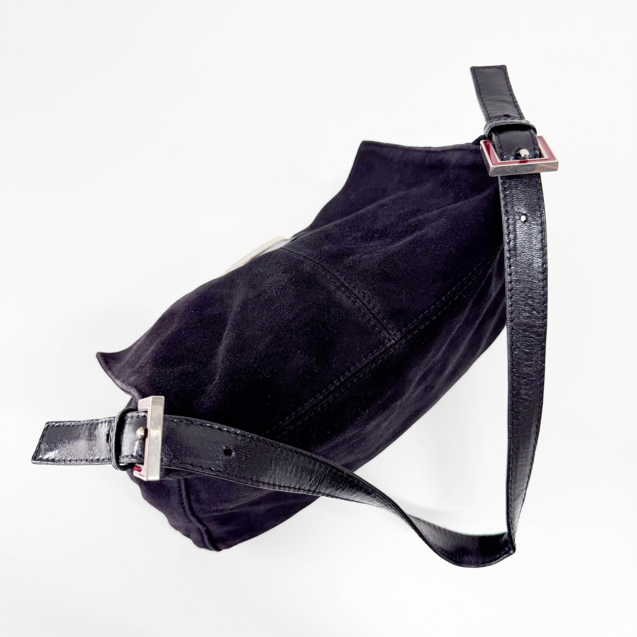 FENDI Mamma Baguette in Black Suede with Rhinestone Crystals Buckle Detail, in , Sold by HIVE PRELOVED - Shoulder Bags, ,