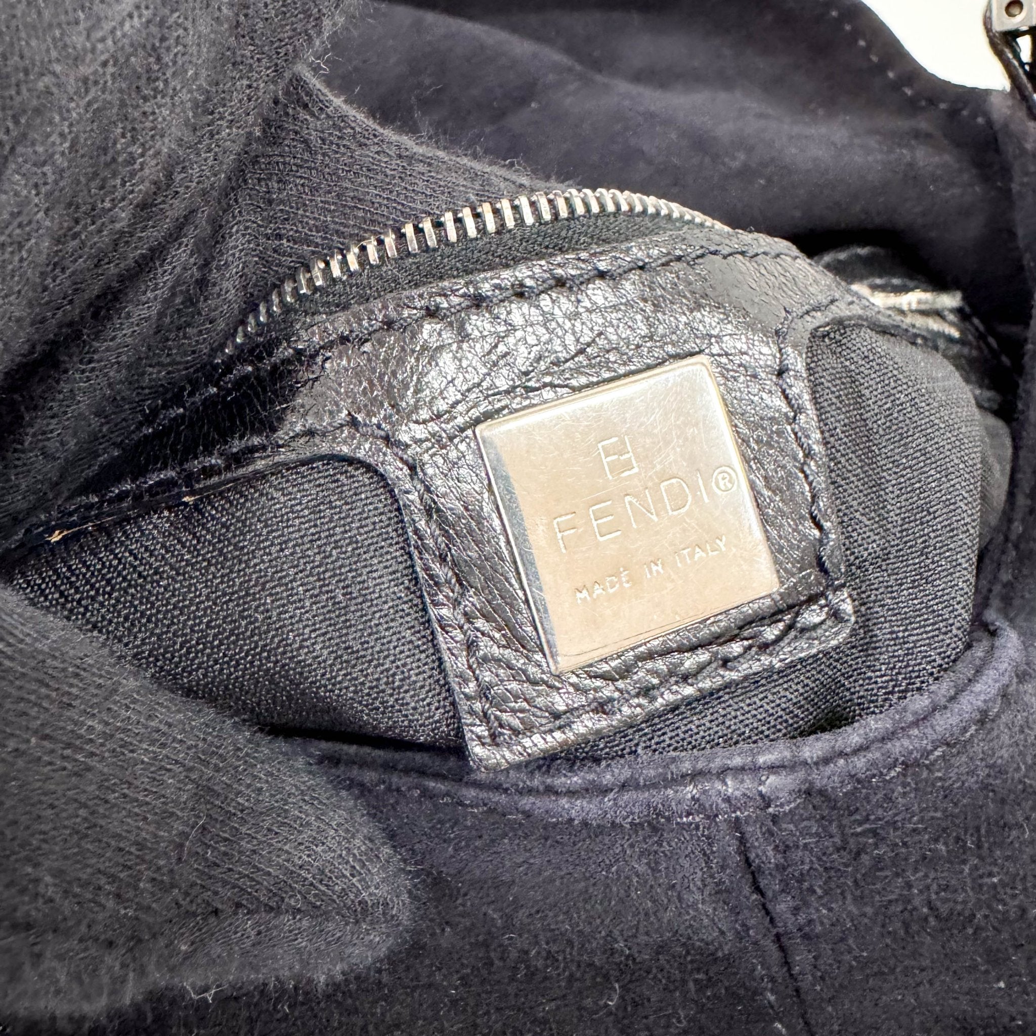 FENDI Mamma Baguette in Black Suede with Rhinestone Crystals Buckle Detail, in , Sold by HIVE PRELOVED - Shoulder Bags, ,