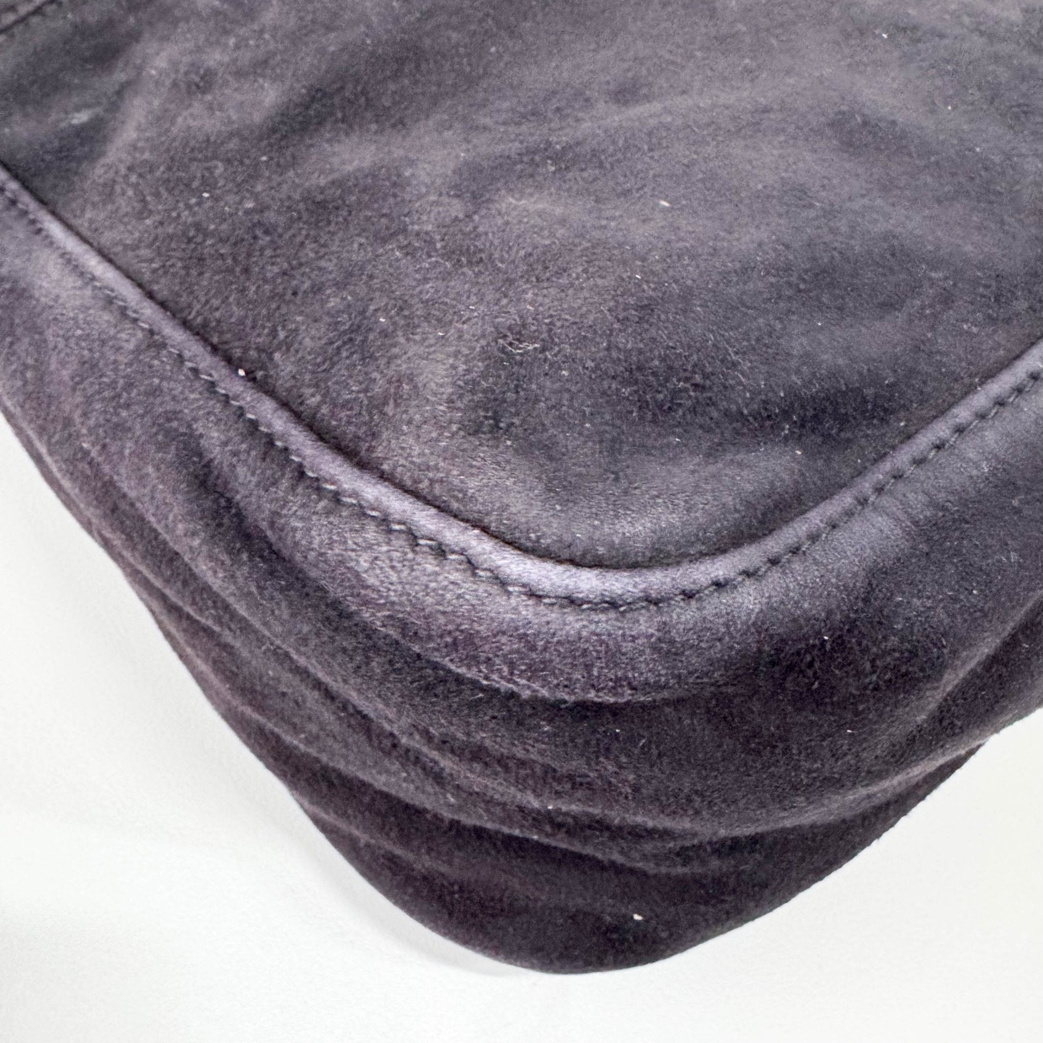 FENDI Mamma Baguette in Black Suede with Rhinestone Crystals Buckle Detail, in , Sold by HIVE PRELOVED - Shoulder Bags, ,