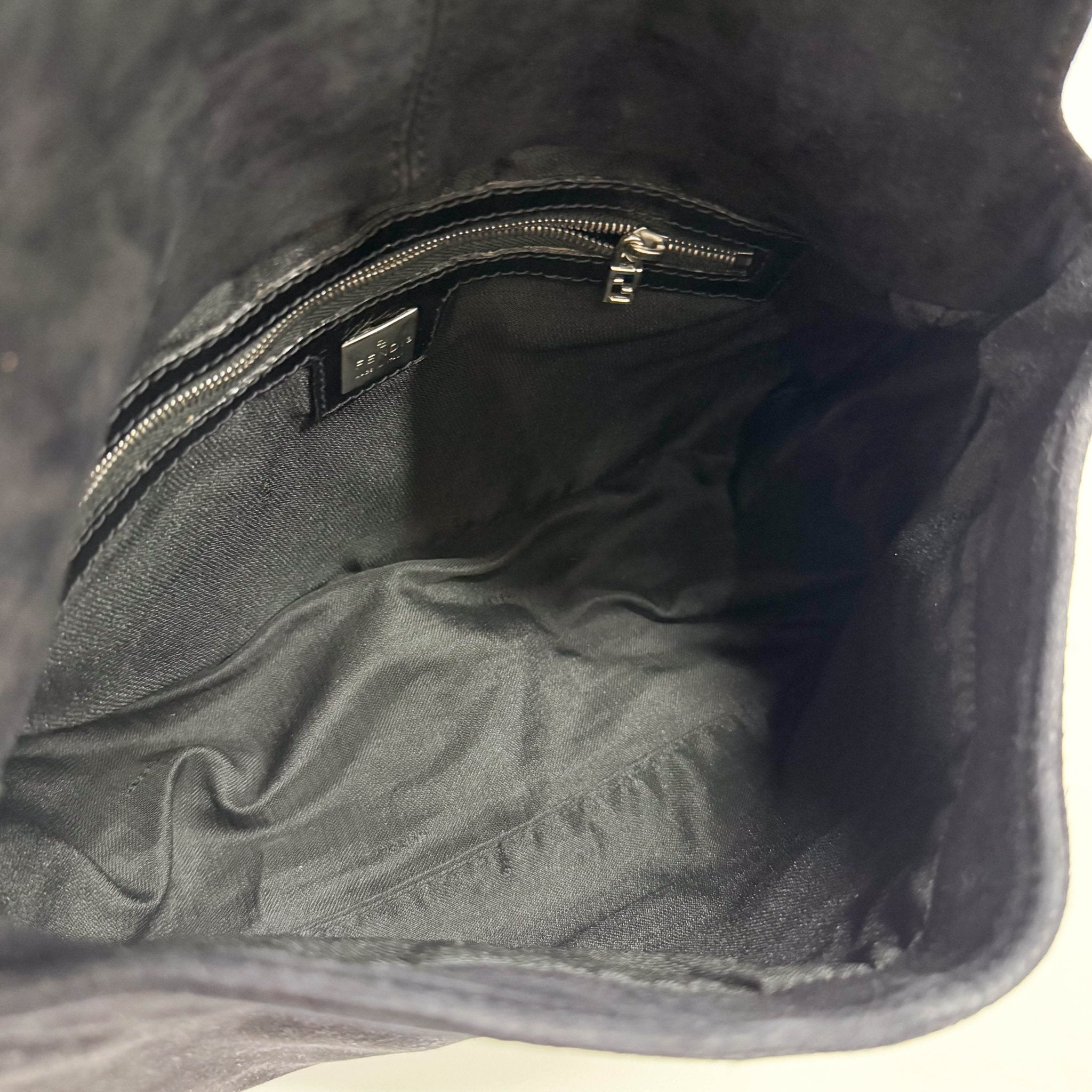 FENDI Mamma Baguette in Black Suede with Rhinestone Crystals Buckle Detail, in , Sold by HIVE PRELOVED - Shoulder Bags, ,