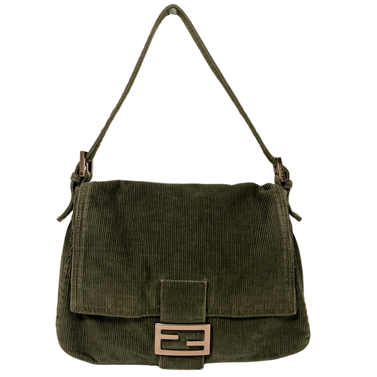FENDI Mamma Baguette Khaki Corduroy Shoulder Bag, in , Sold by HIVE PRELOVED - Shoulder Bags, ,