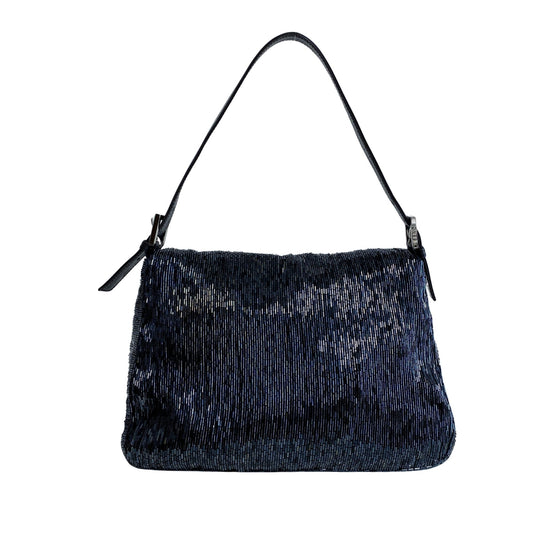 FENDI Mamma Baguette Metalic Blue Beaded Shoulder Bag, in , Sold by HIVE PRELOVED - Shoulder Bags, ,
