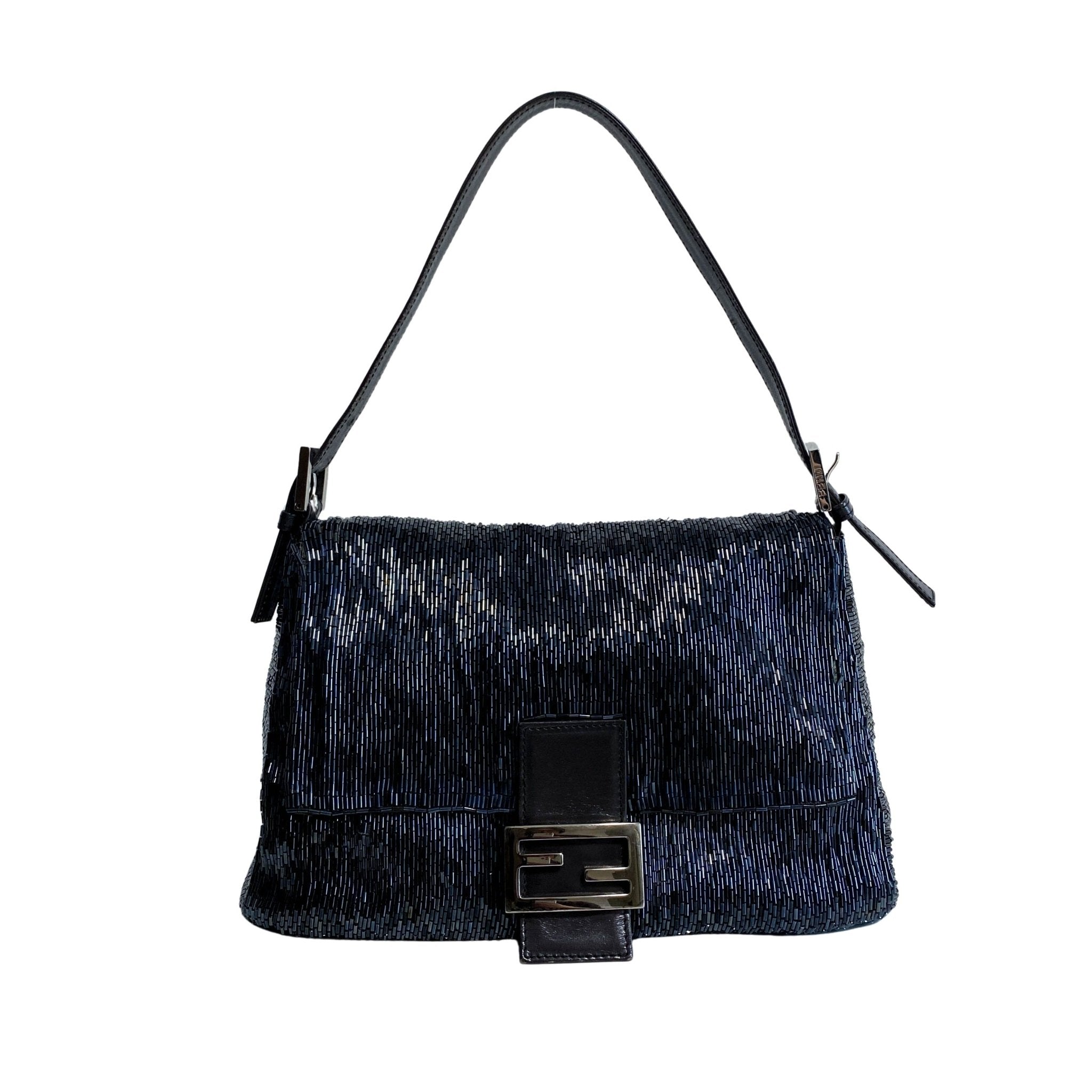 FENDI Mamma Baguette Metalic Blue Beaded Shoulder Bag, in , Sold by HIVE PRELOVED - Shoulder Bags, ,