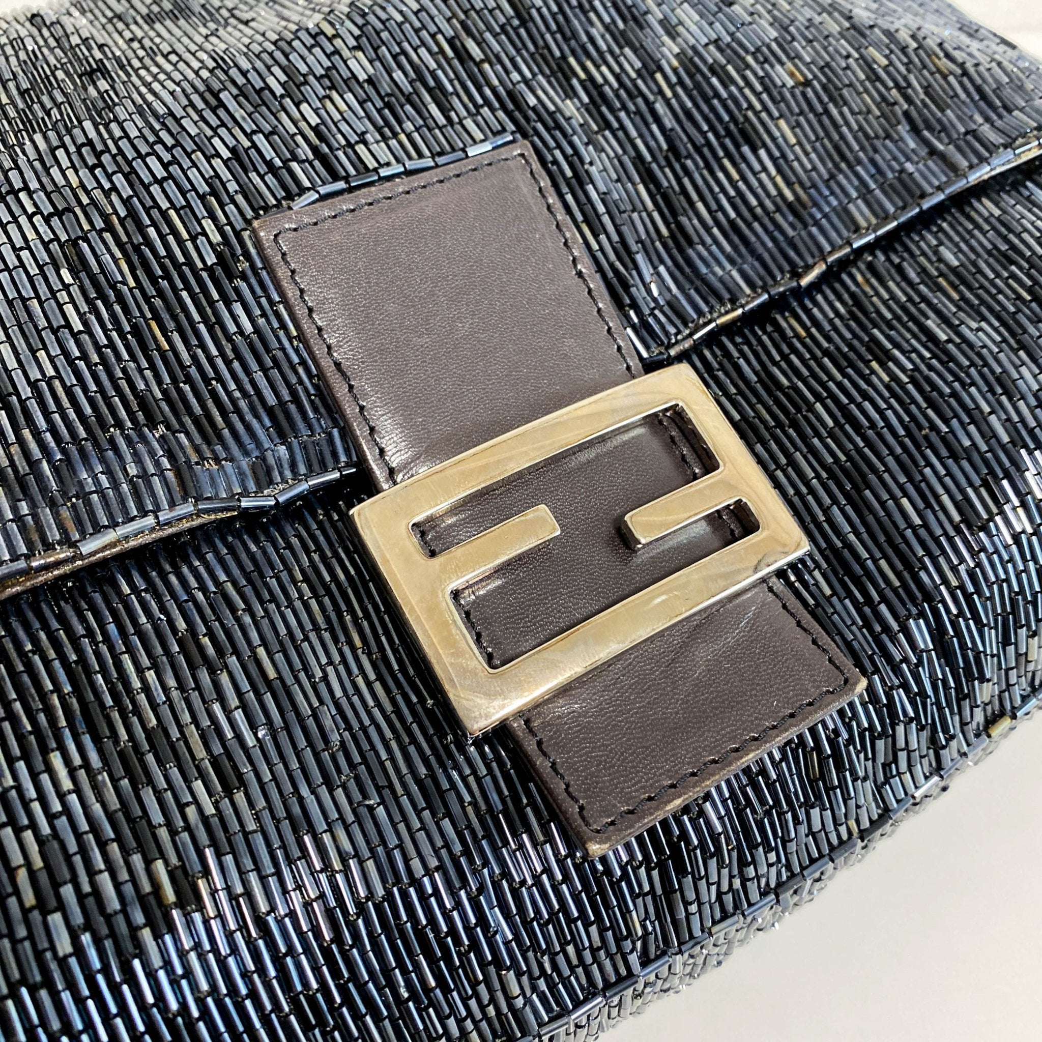 FENDI Mamma Baguette Metalic Blue Beaded Shoulder Bag, in , Sold by HIVE PRELOVED - Shoulder Bags, ,
