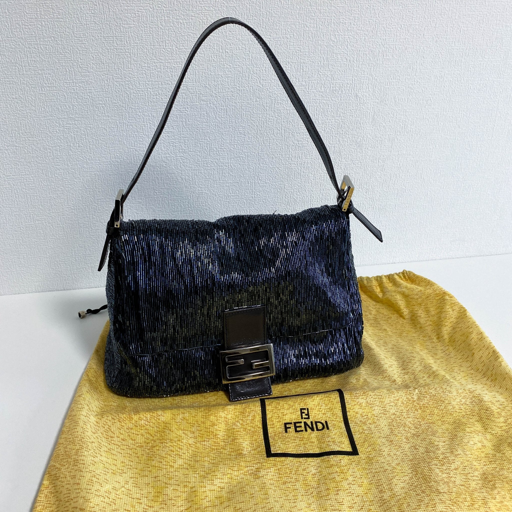 FENDI Mamma Baguette Metalic Blue Beaded Shoulder Bag, in , Sold by HIVE PRELOVED - Shoulder Bags, ,