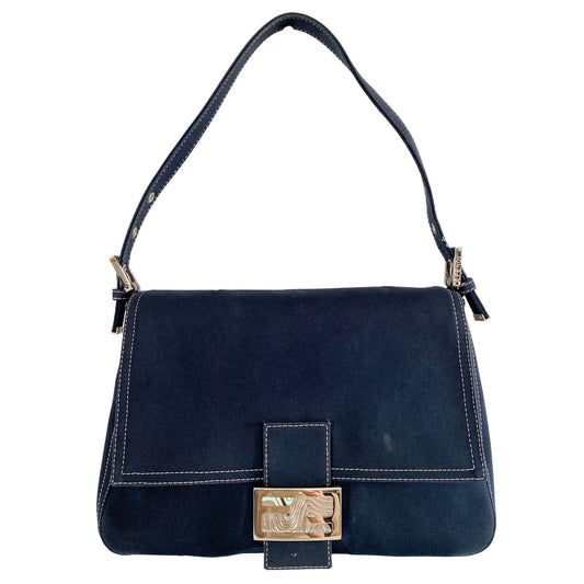 FENDI Mamma Baguette Navy Cotton Fabric, in , Sold by HIVE PRELOVED - Shoulder Bags, ,