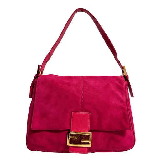 FENDI Mamma Baguette Pink Suede Shoulder Bag, in , Sold by HIVE PRELOVED - Shoulder Bags, ,