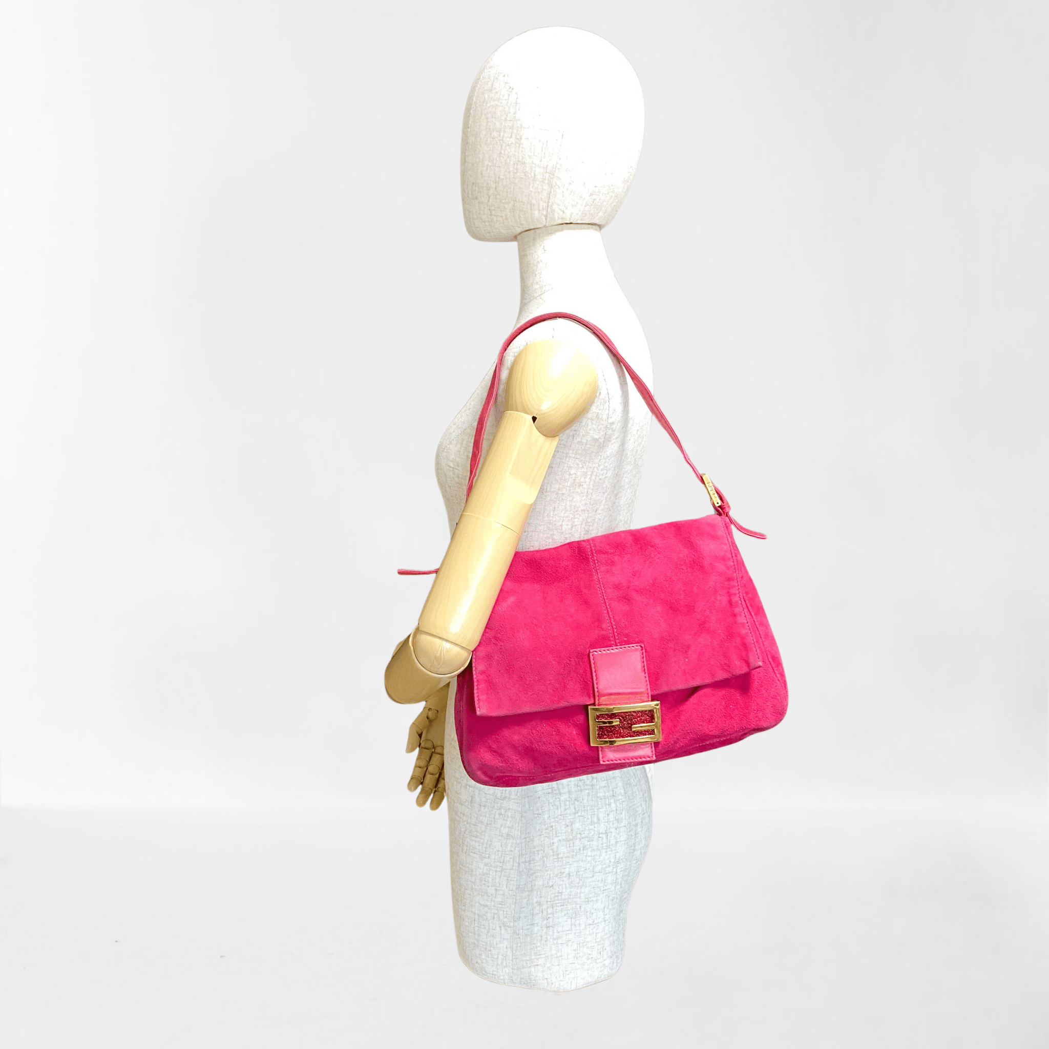 FENDI Mamma Baguette Pink Suede Shoulder Bag, in , Sold by HIVE PRELOVED - Shoulder Bags, ,