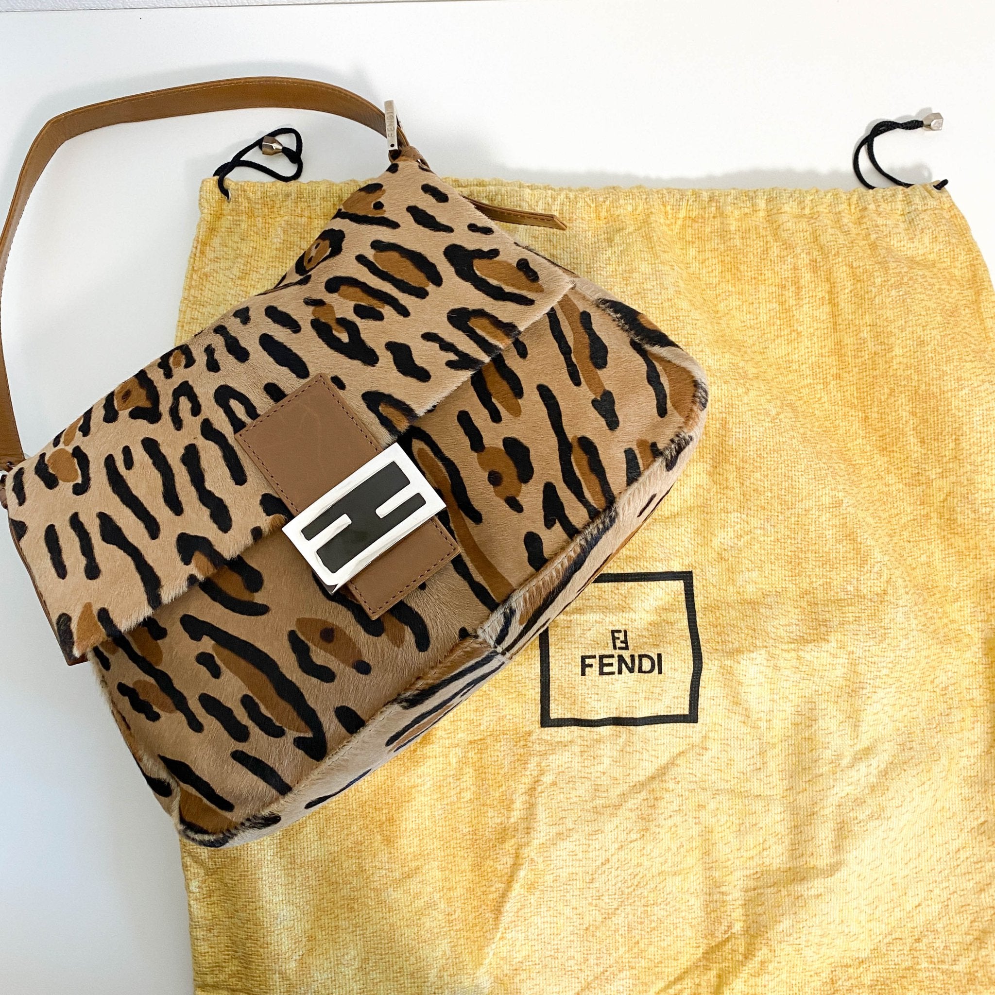 FENDI Mamma Baguette Pony Hair Leopard Print Shoulder Bag, in , Sold by HIVE PRELOVED - Shoulder Bags, ,