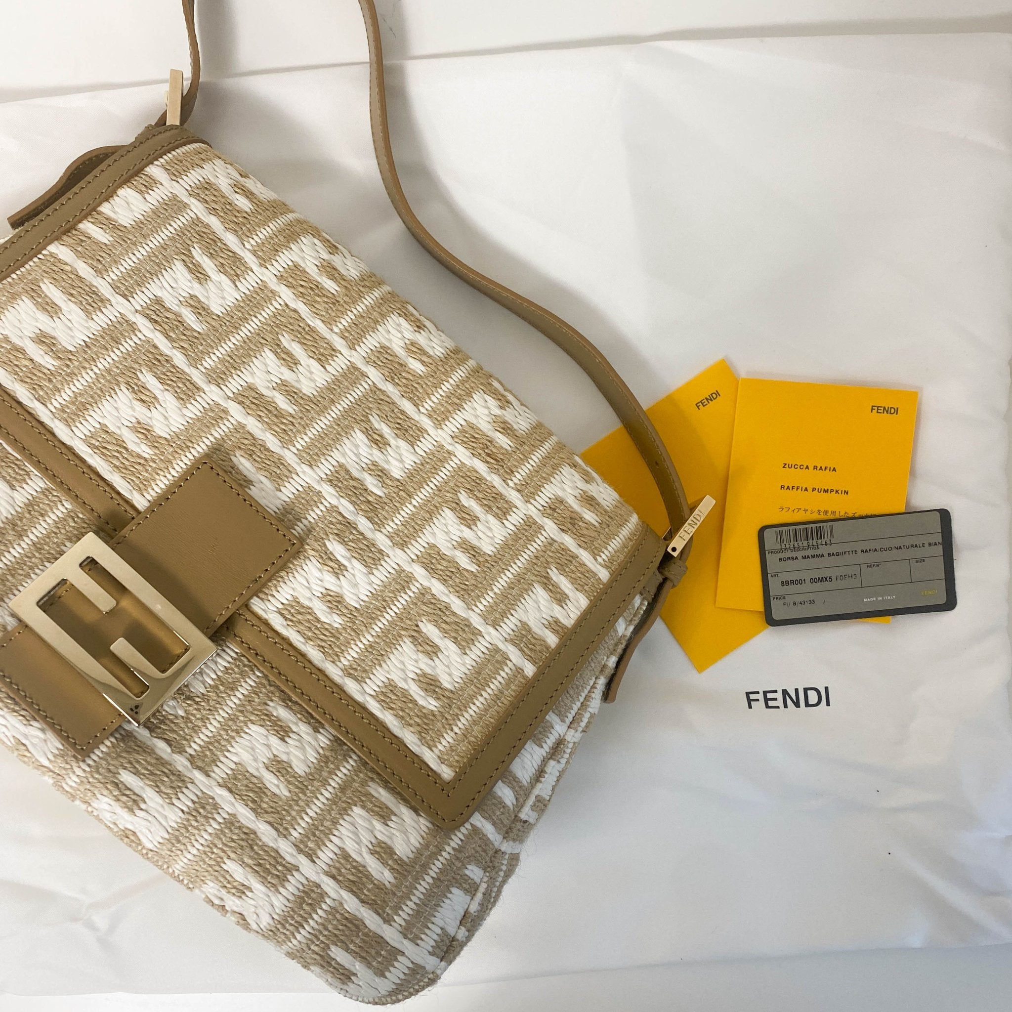 FENDI Mamma Baguette Raffia Zucca Shoulder Bag, in , Sold by HIVE PRELOVED - Shoulder Bags, ,