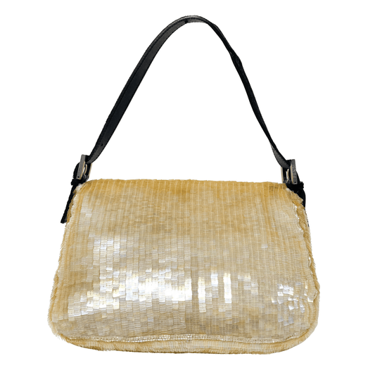 FENDI Mamma Baguette Sequin Beige Gold, in , Sold by HIVE PRELOVED - Shoulder Bags, ,