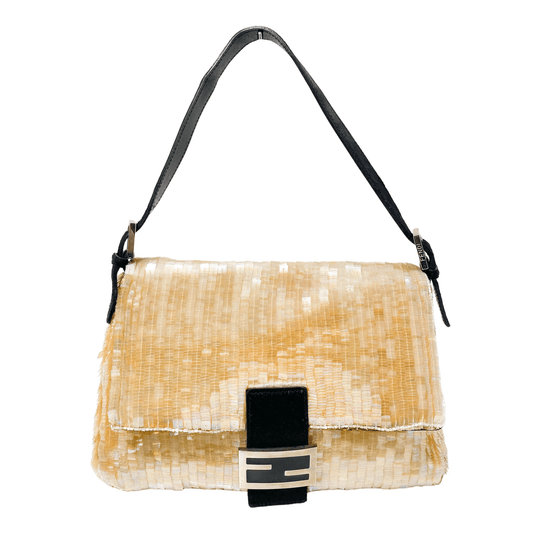 FENDI Mamma Baguette Sequin Beige Gold, in , Sold by HIVE PRELOVED - Shoulder Bags, ,