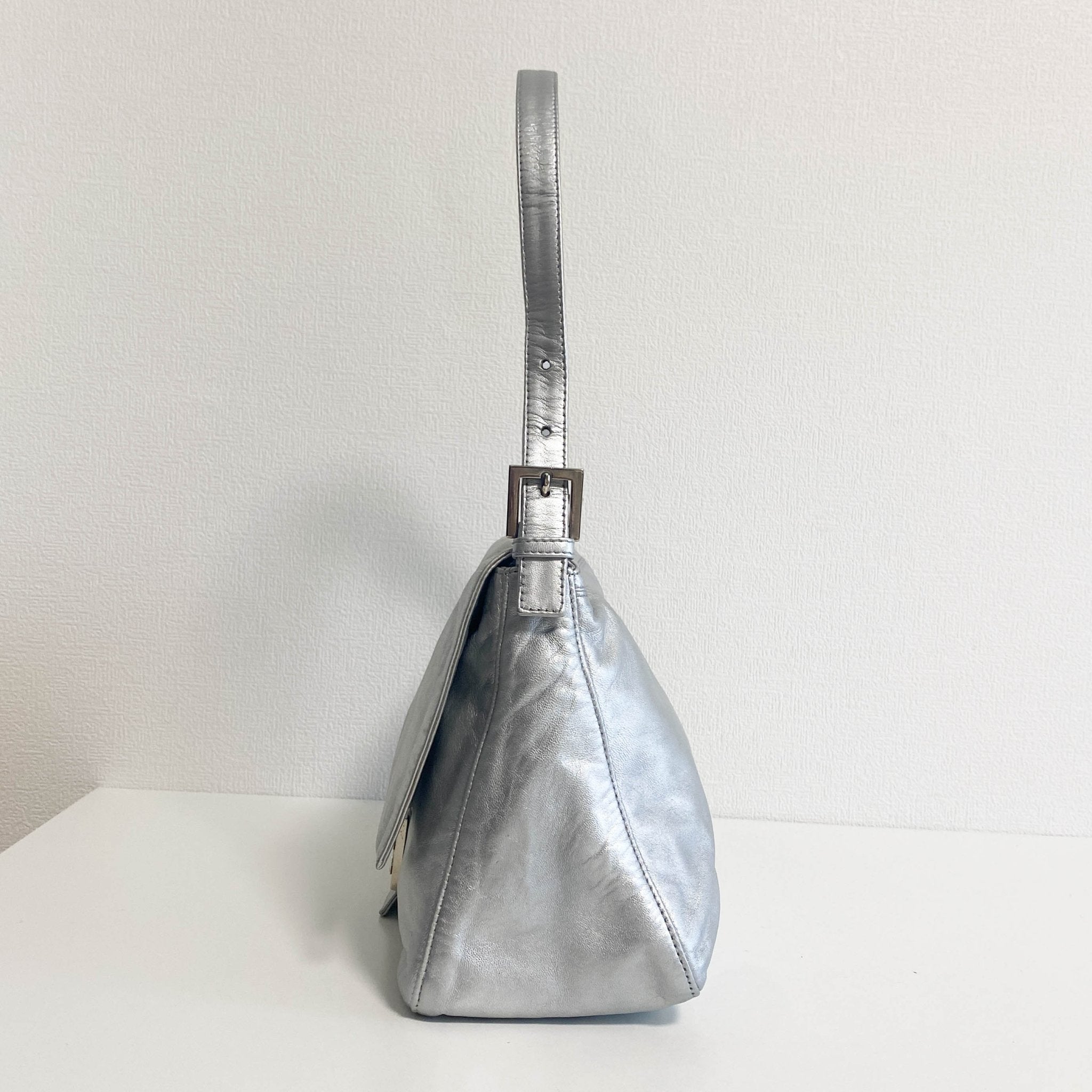 FENDI Mamma Baguette Silver Leather Shoulder Bag, in , Sold by HIVE PRELOVED - Shoulder Bags, ,