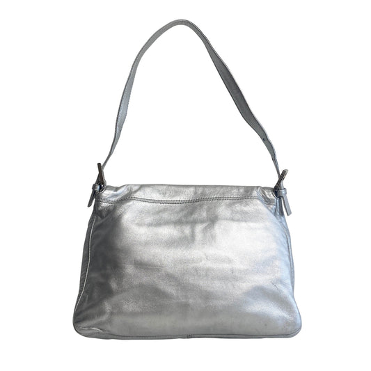 FENDI Mamma Baguette Silver Leather Shoulder Bag, in , Sold by HIVE PRELOVED - Shoulder Bags, ,