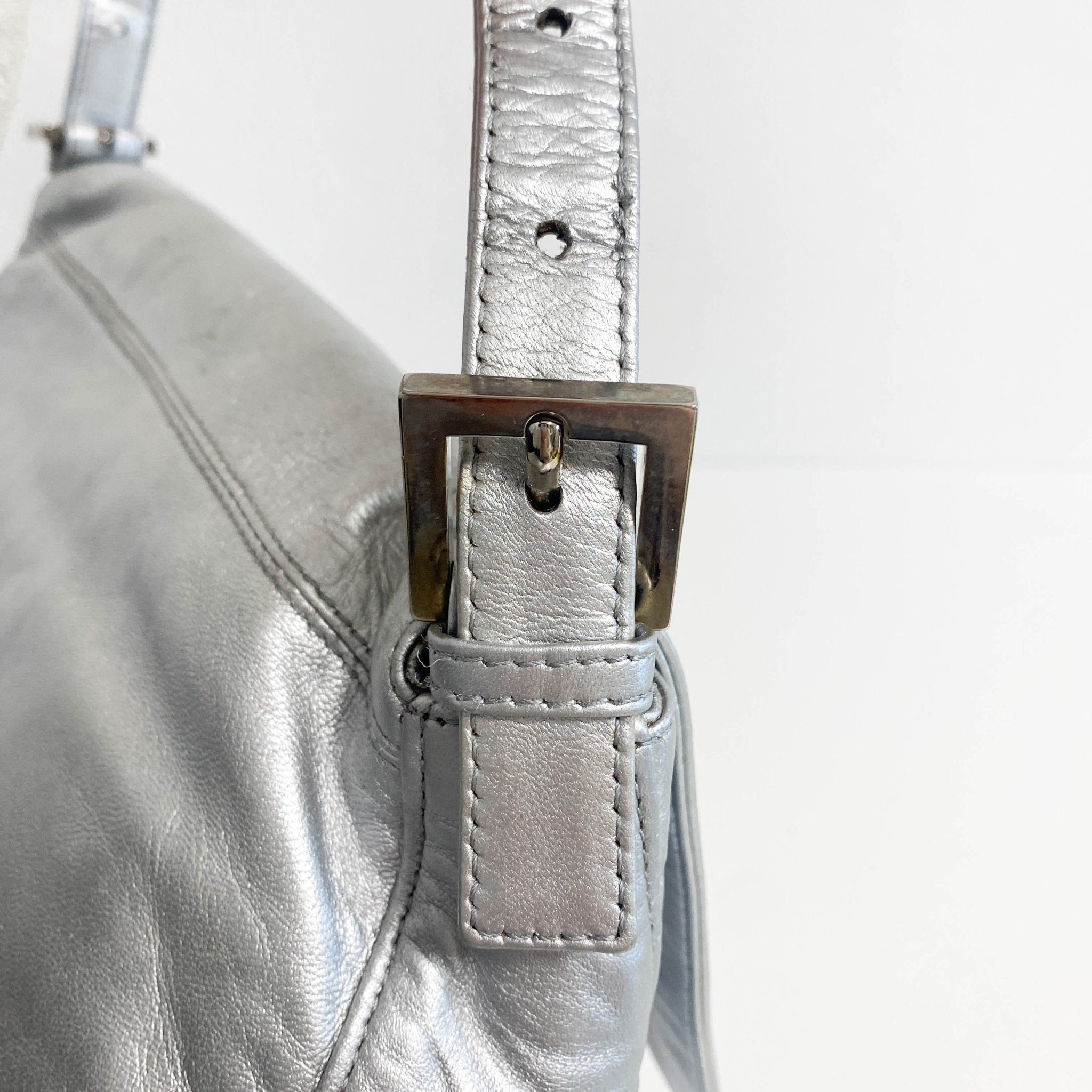 FENDI Mamma Baguette Silver Leather Shoulder Bag, in , Sold by HIVE PRELOVED - Shoulder Bags, ,