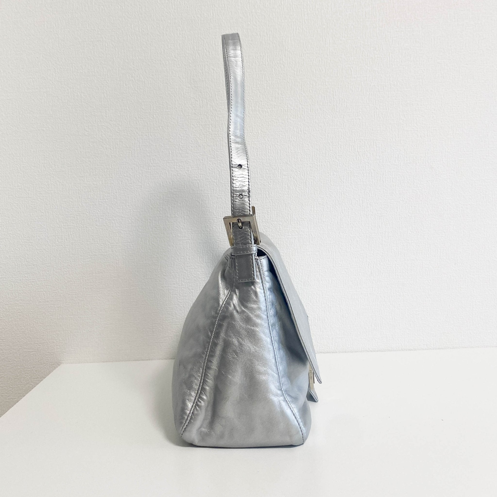 FENDI Mamma Baguette Silver Leather Shoulder Bag, in , Sold by HIVE PRELOVED - Shoulder Bags, ,