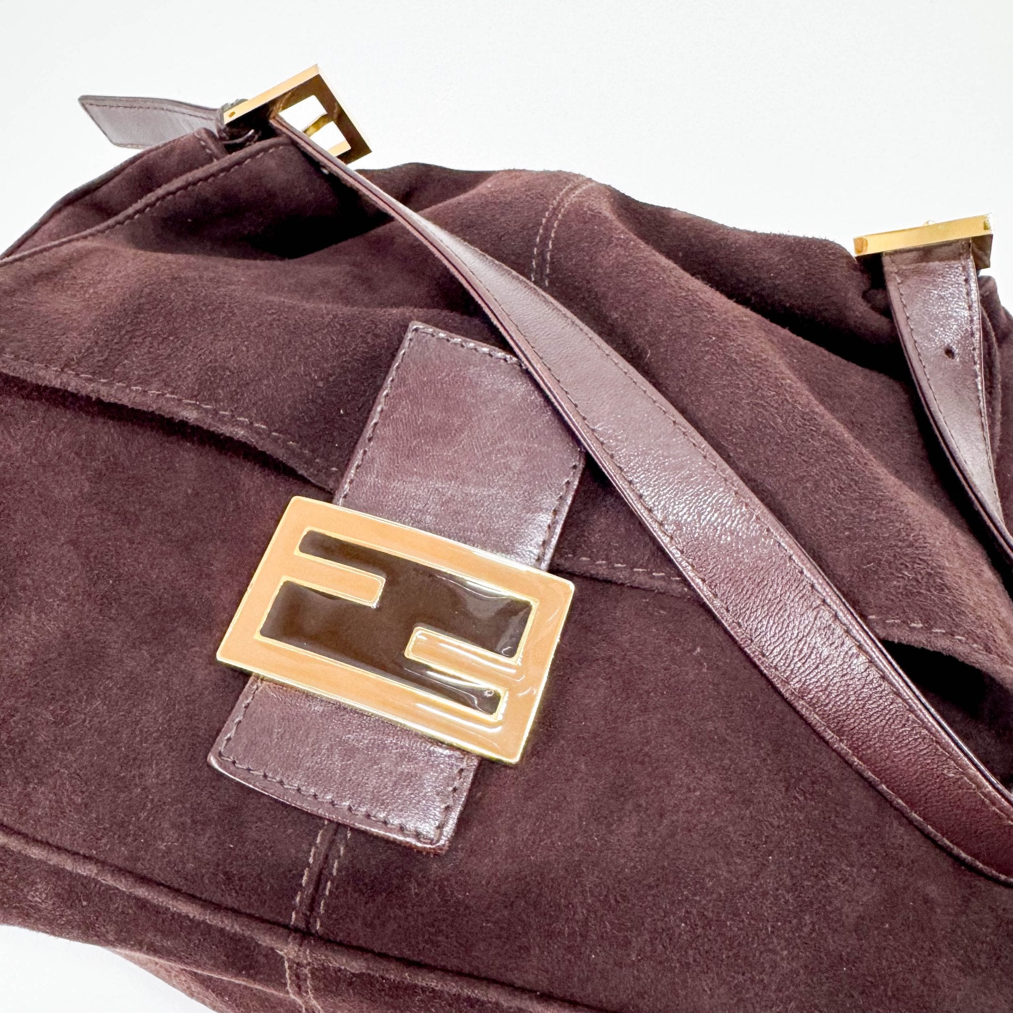 FENDI Mamma Baguette Suede Brown Shoulder Bag, in , Sold by HIVE PRELOVED - Shoulder Bags, ,