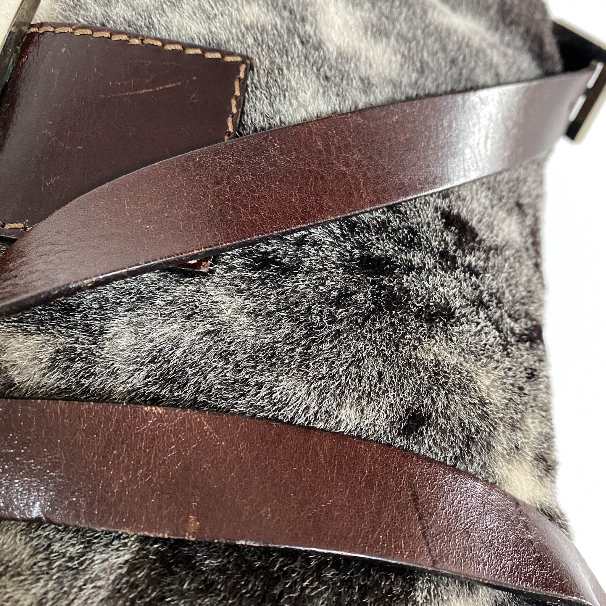 FENDI Mamma Baguette White / Brown / Black Fur Shoulder Bag, in , Sold by HIVE PRELOVED - Shoulder Bags, ,