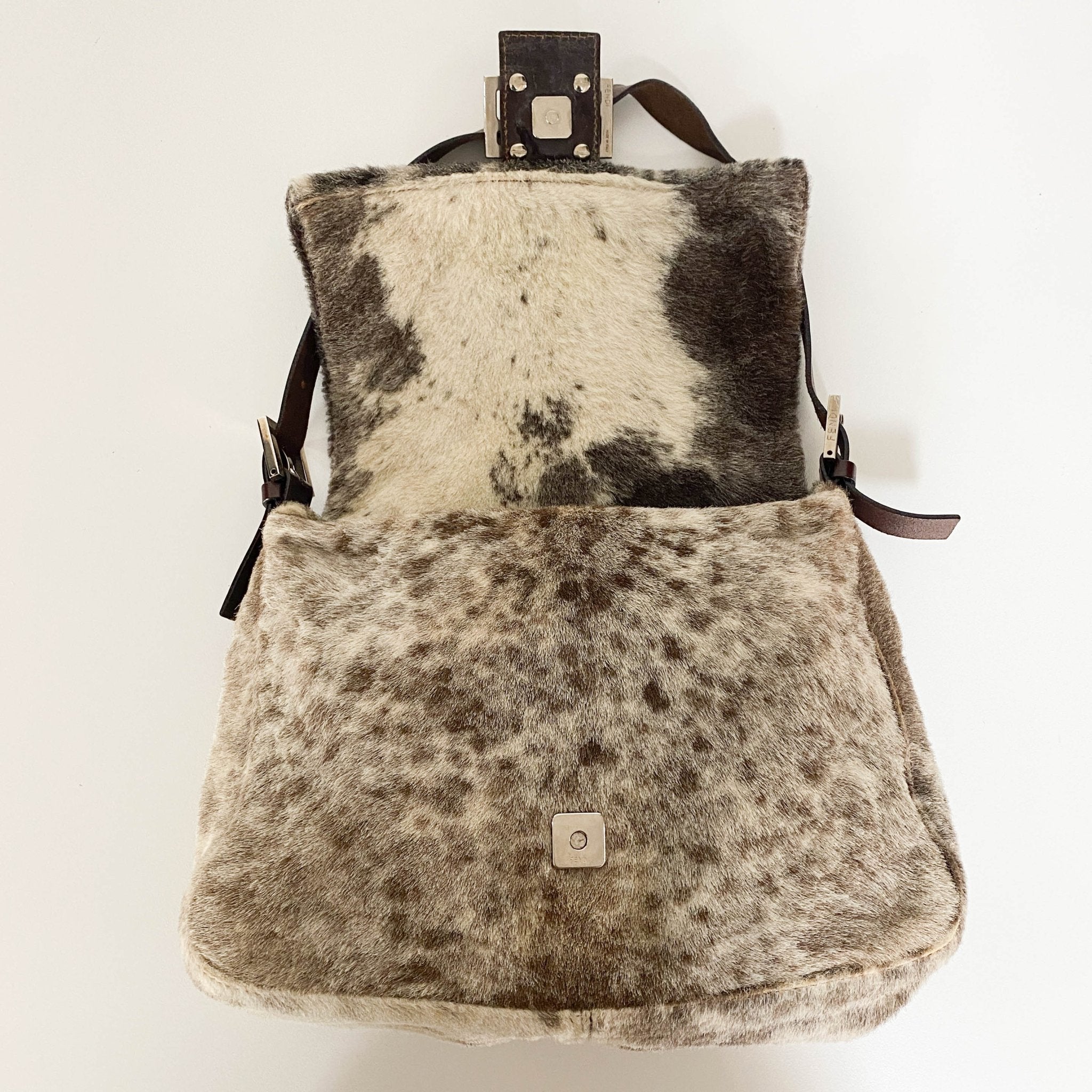 FENDI Mamma Baguette White / Brown / Black Fur Shoulder Bag, in , Sold by HIVE PRELOVED - Shoulder Bags, ,