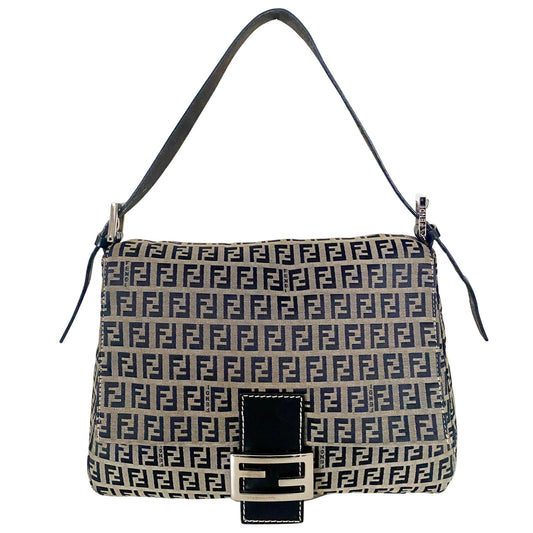 FENDI Mamma Baguette Zucchino Navy Canvas Shoulder Bag, in , Sold by HIVE PRELOVED - Shoulder Bags, ,