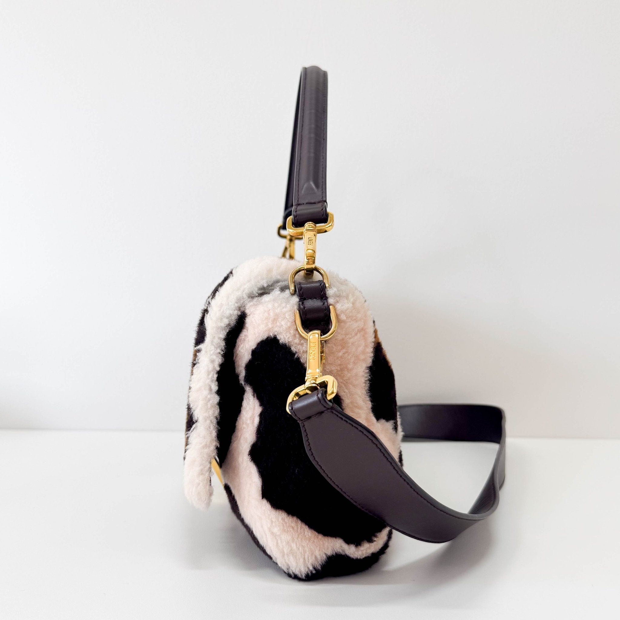 FENDI Maxi Baguette Fun Cow Print Wool Shoulder Bag, in , Sold by HIVE PRELOVED - Shoulder Bags, ,