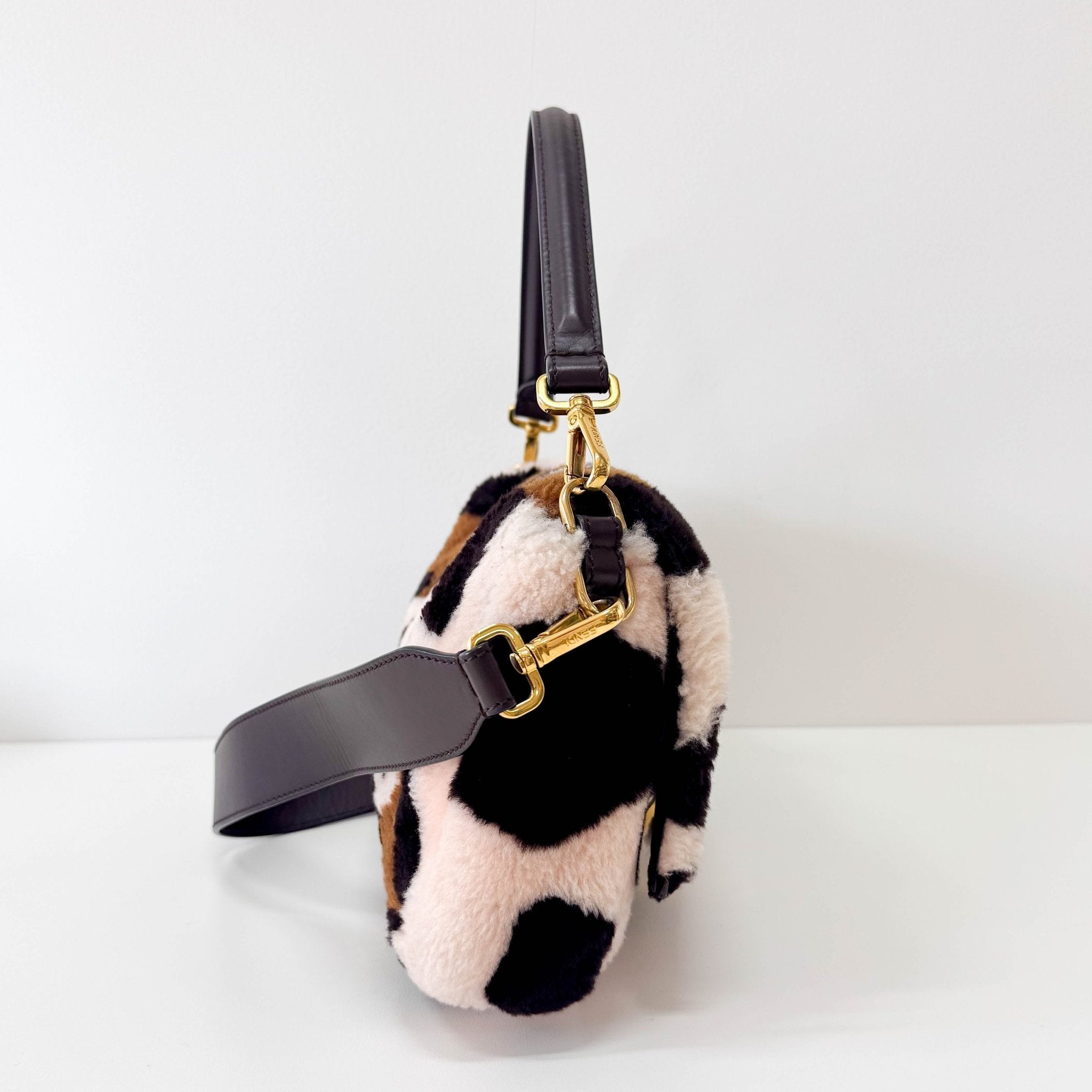 FENDI Maxi Baguette Fun Cow Print Wool Shoulder Bag, in , Sold by HIVE PRELOVED - Shoulder Bags, ,