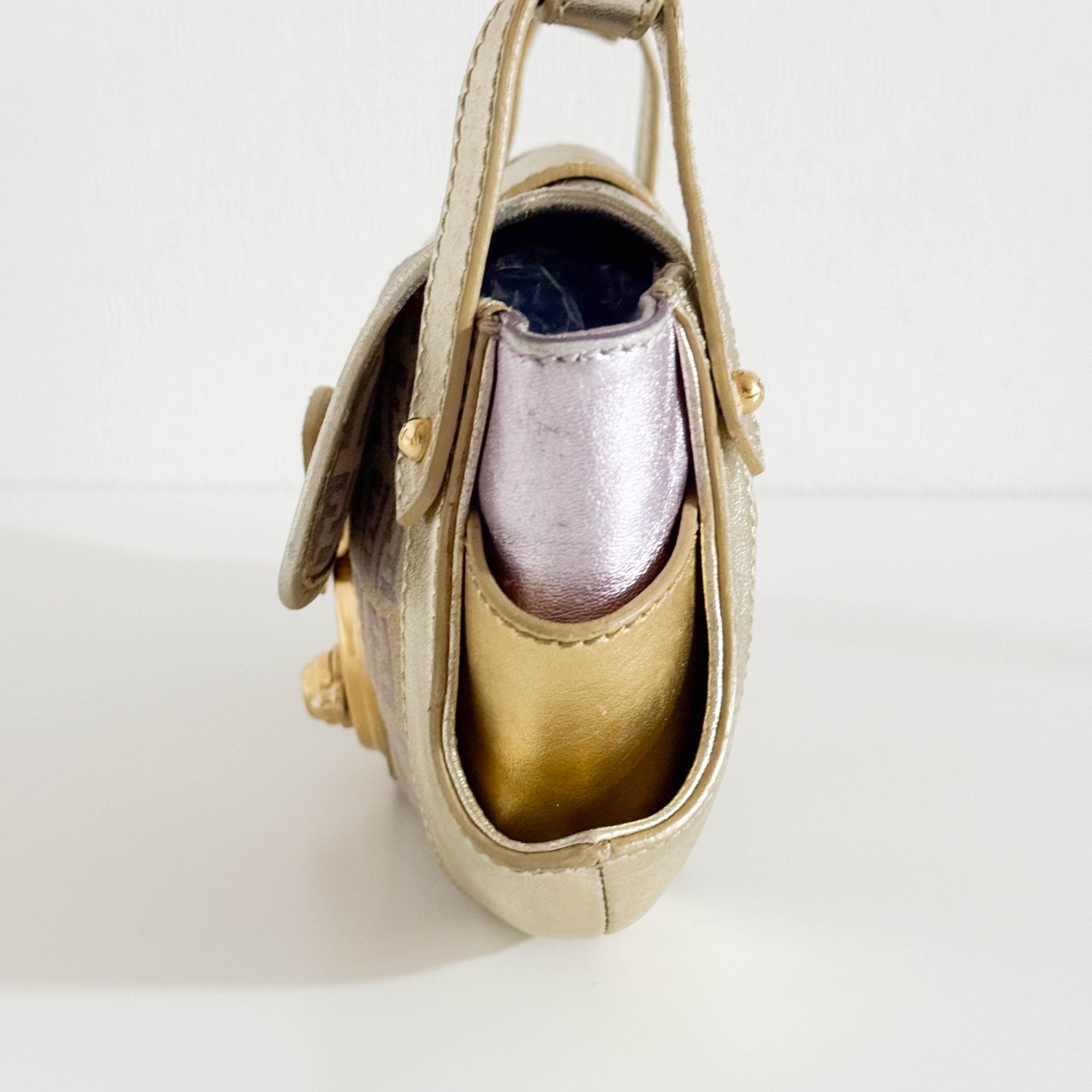 FENDI Metallic Gold Zucchino Canvas and Leather Shoulder Bag, in , Sold by HIVE PRELOVED - Shoulder Bags, ,