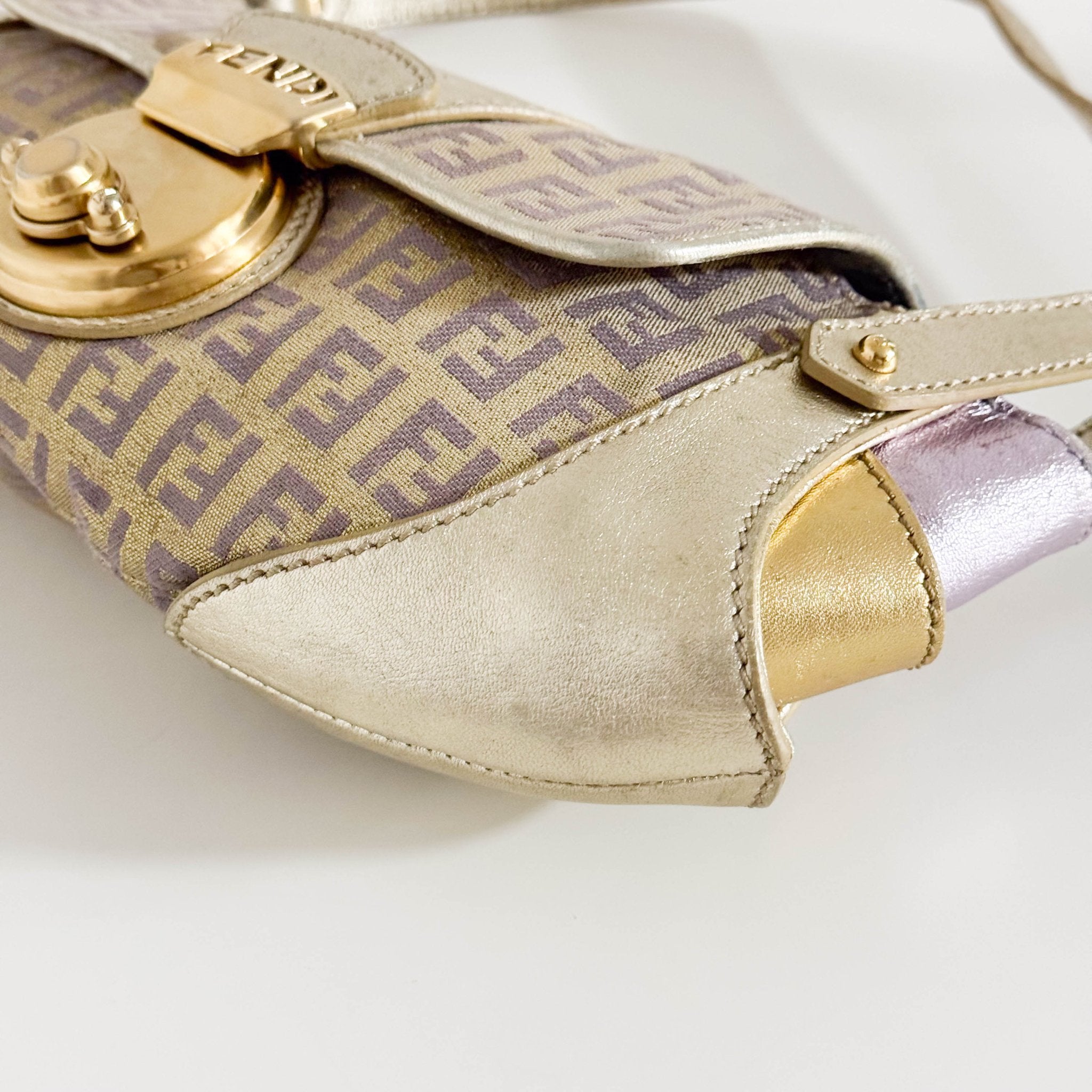 FENDI Metallic Gold Zucchino Canvas and Leather Shoulder Bag, in , Sold by HIVE PRELOVED - Shoulder Bags, ,