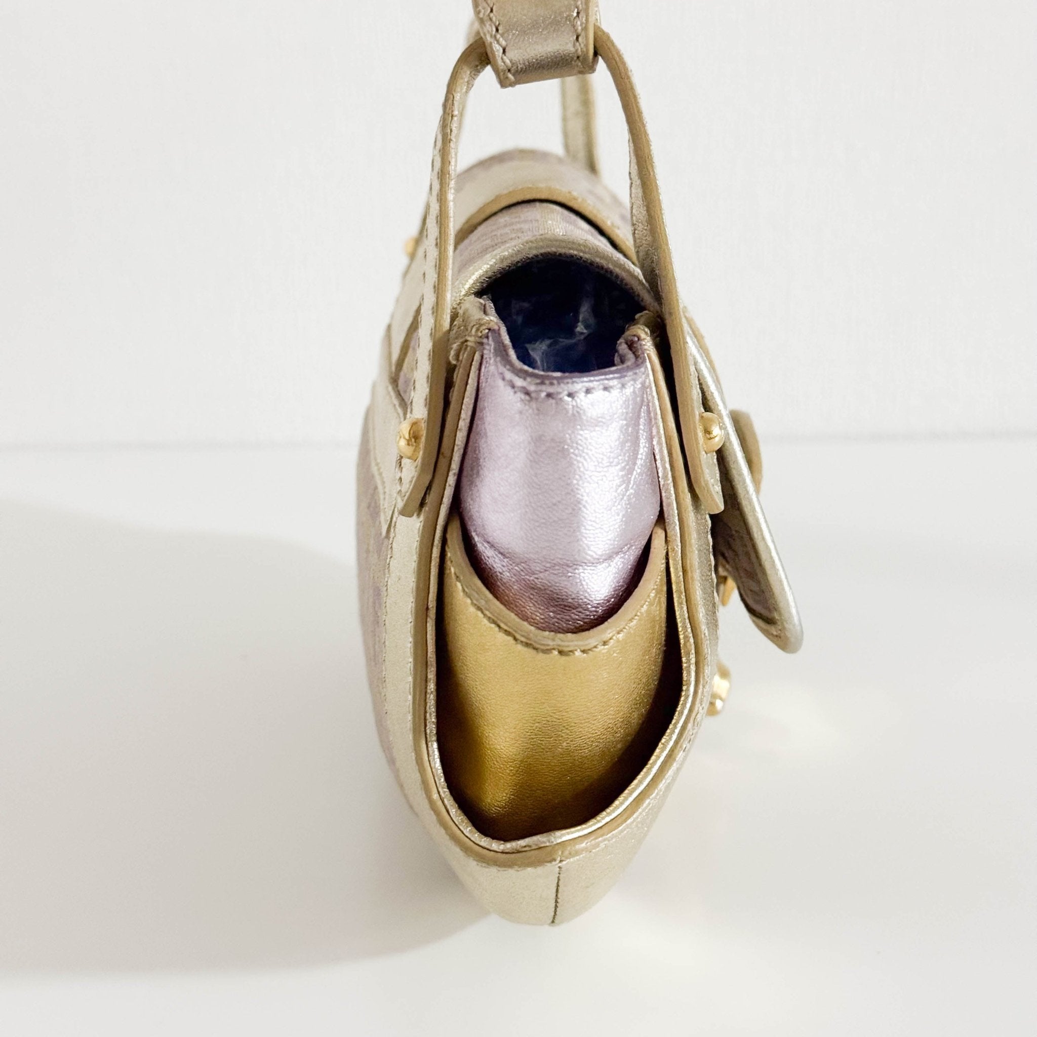 FENDI Metallic Gold Zucchino Canvas and Leather Shoulder Bag, in , Sold by HIVE PRELOVED - Shoulder Bags, ,