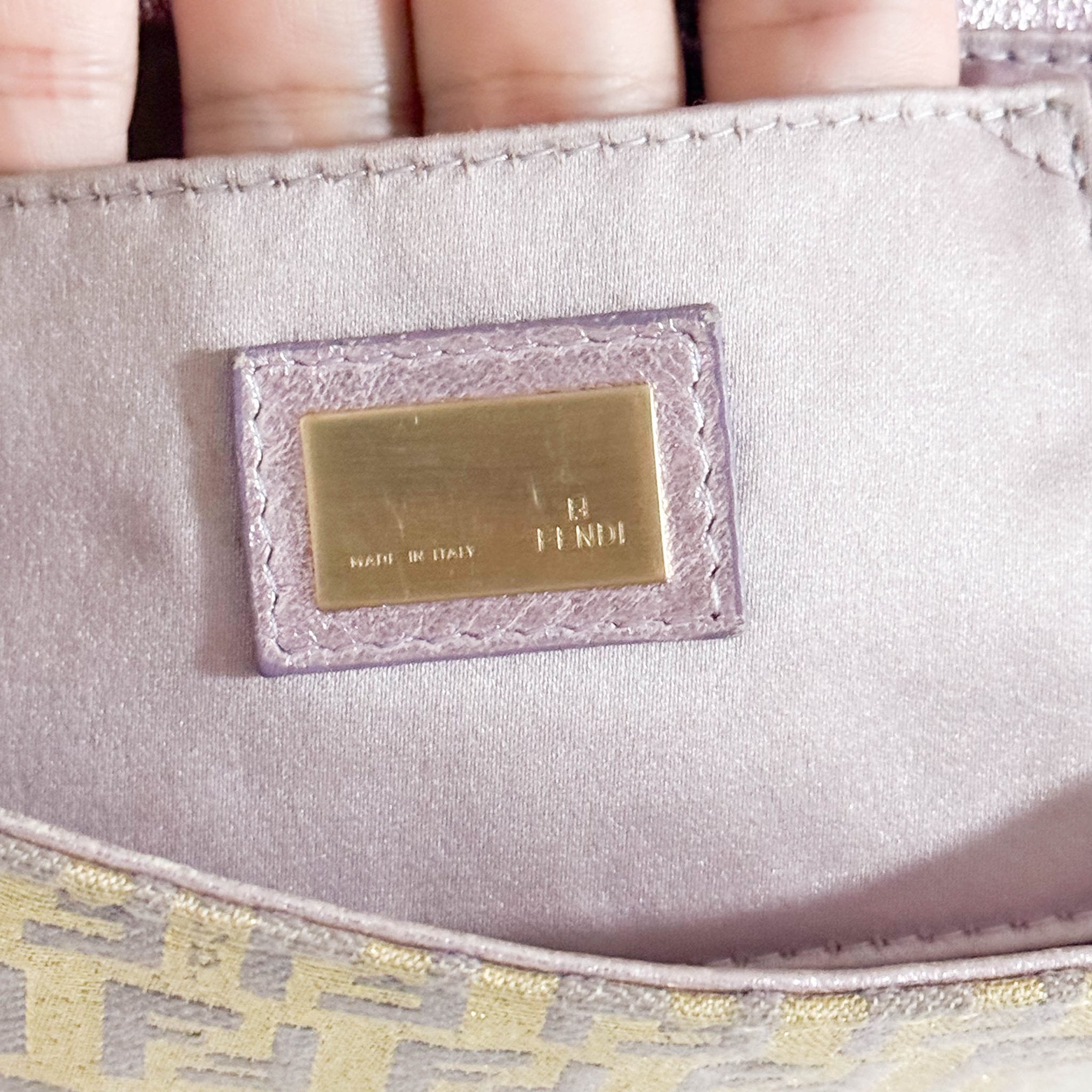 FENDI Metallic Gold Zucchino Canvas and Leather Shoulder Bag, in , Sold by HIVE PRELOVED - Shoulder Bags, ,