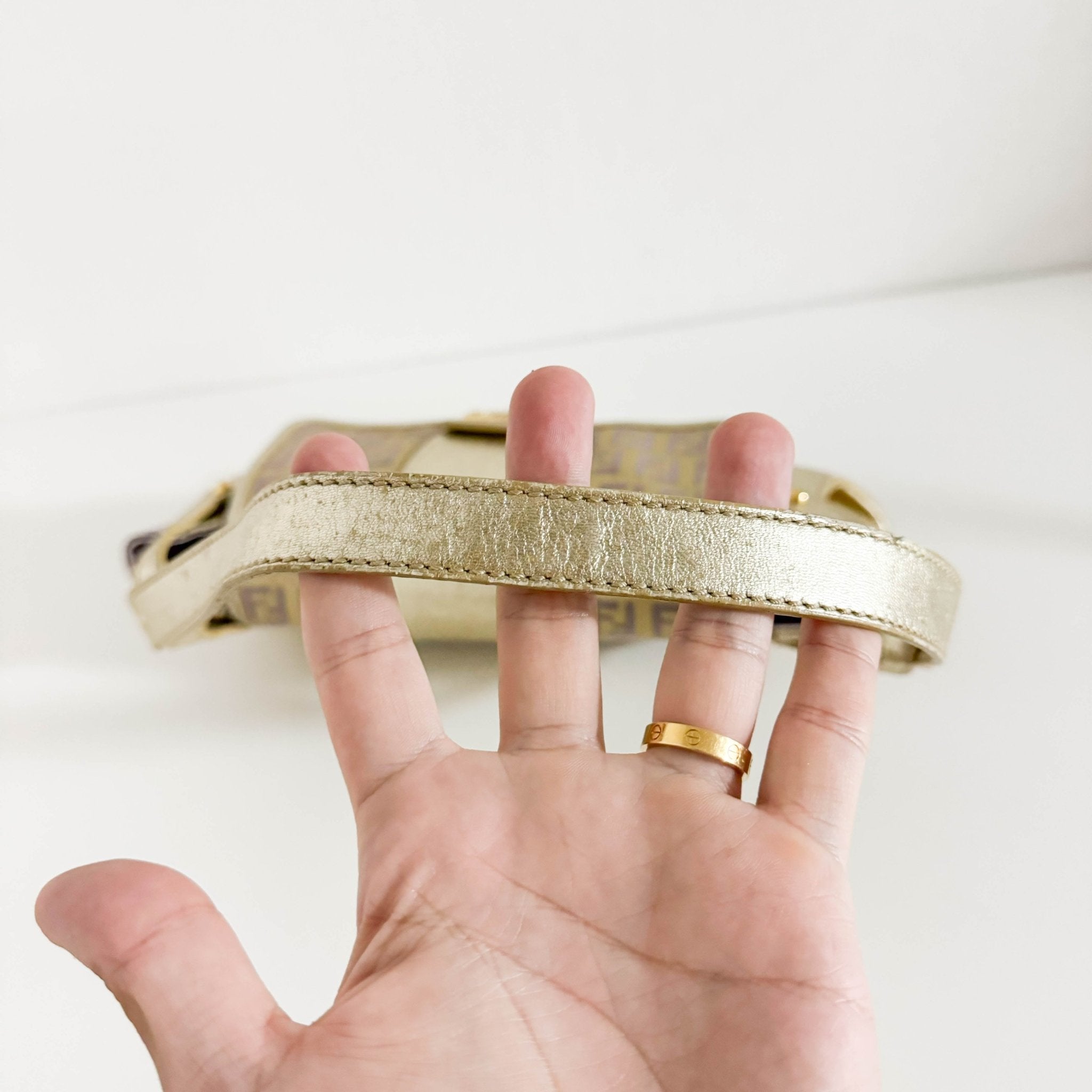 FENDI Metallic Gold Zucchino Canvas and Leather Shoulder Bag, in , Sold by HIVE PRELOVED - Shoulder Bags, ,