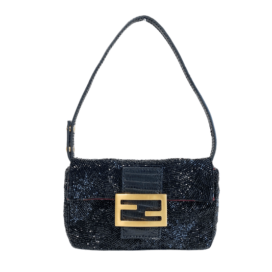 FENDI Mini Baguette Black Beaded Shoulder Bag, in , Sold by HIVE PRELOVED - Shoulder Bags, ,