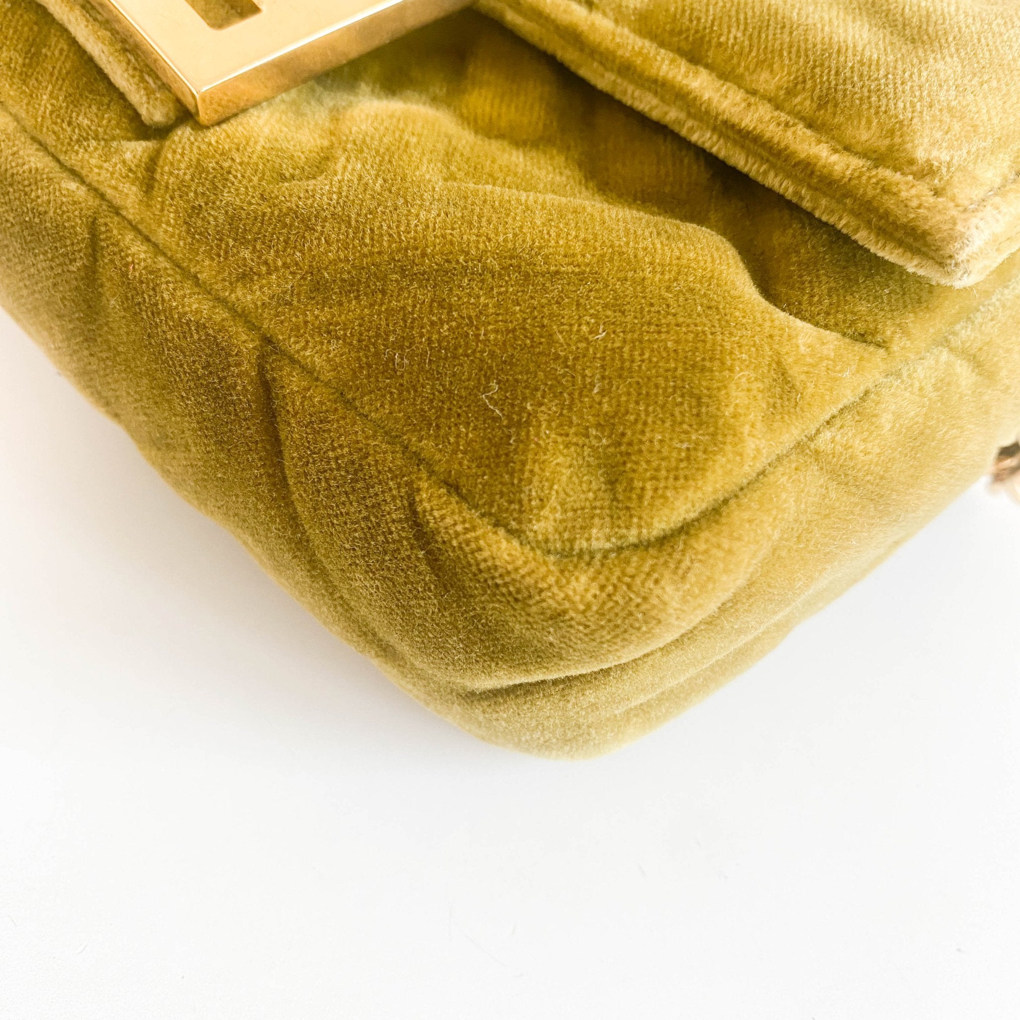 FENDI Mini Baguette Khaki Velvet Chain Shoulder Bag, in , Sold by HIVE PRELOVED - Crossbody bags, Handle Bags,