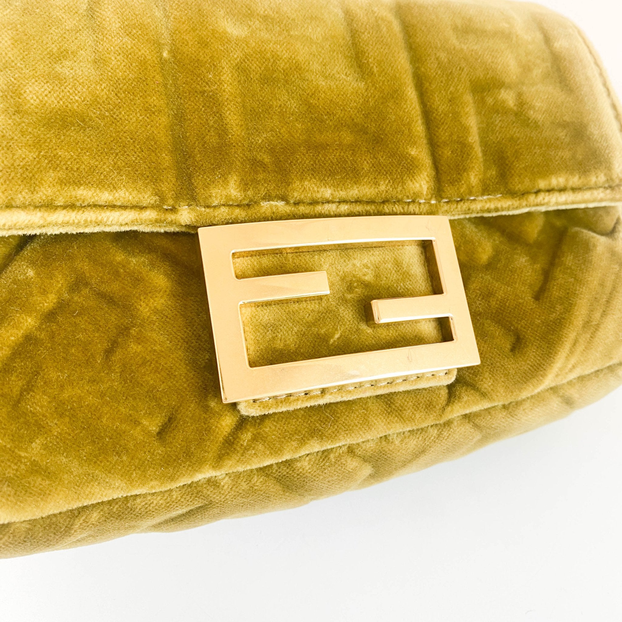 FENDI Mini Baguette Khaki Velvet Chain Shoulder Bag, in , Sold by HIVE PRELOVED - Crossbody bags, Handle Bags,
