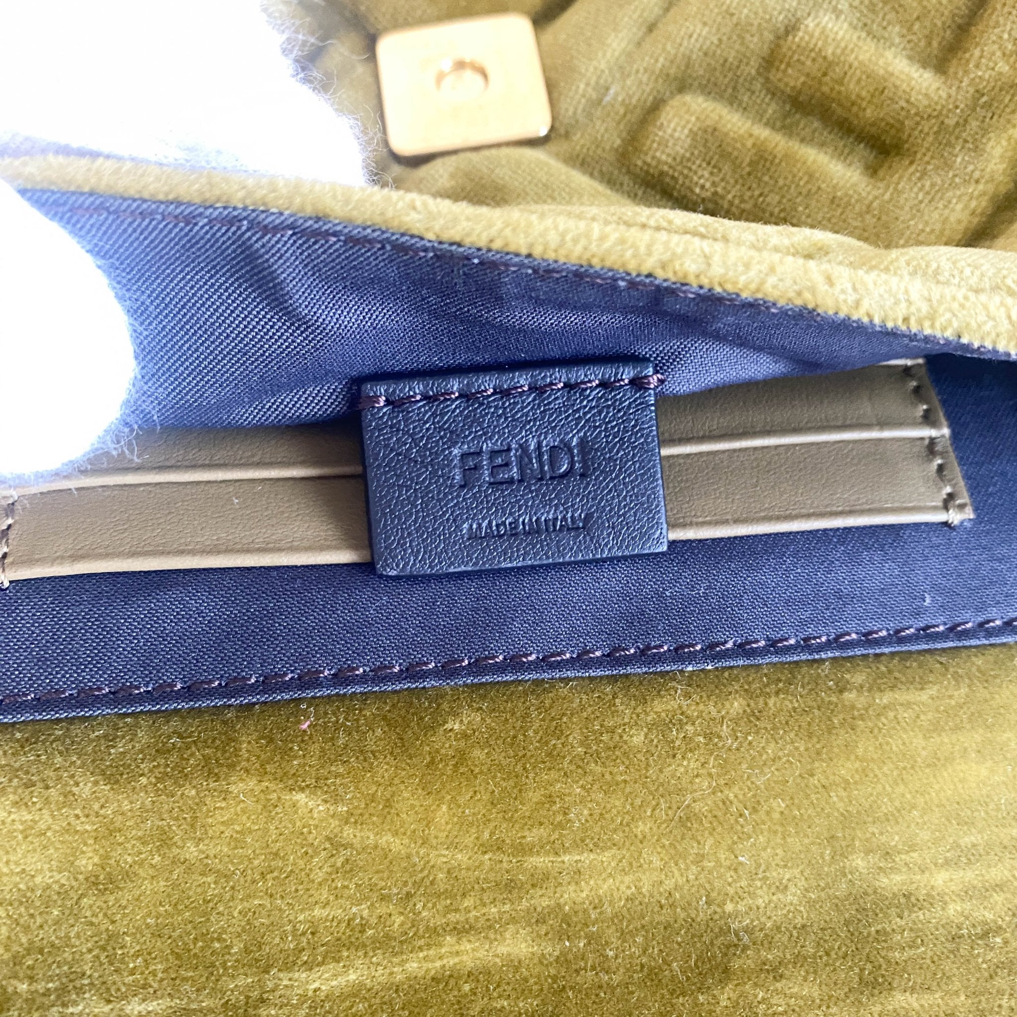 FENDI Mini Baguette Khaki Velvet Chain Shoulder Bag, in , Sold by HIVE PRELOVED - Crossbody bags, Handle Bags,