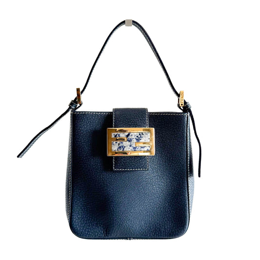 FENDI Mini Baguette Navy Leather Handle Bag, in , Sold by HIVE PRELOVED - Handle Bags, ,