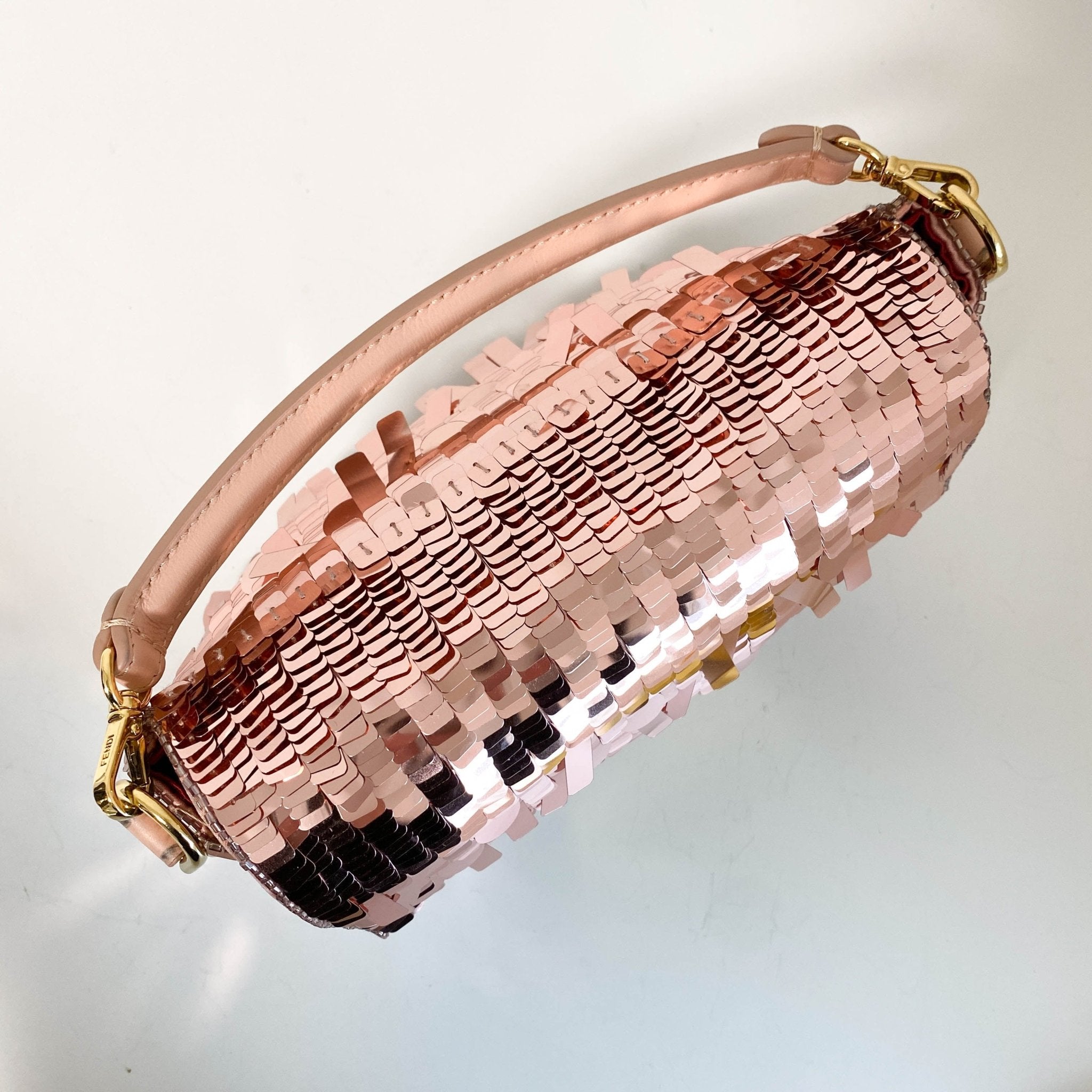 FENDI Mini Baguette Pink Sequin Chain Shoulder Bag, in , Sold by HIVE PRELOVED - Crossbody bags, Shoulder Bags,