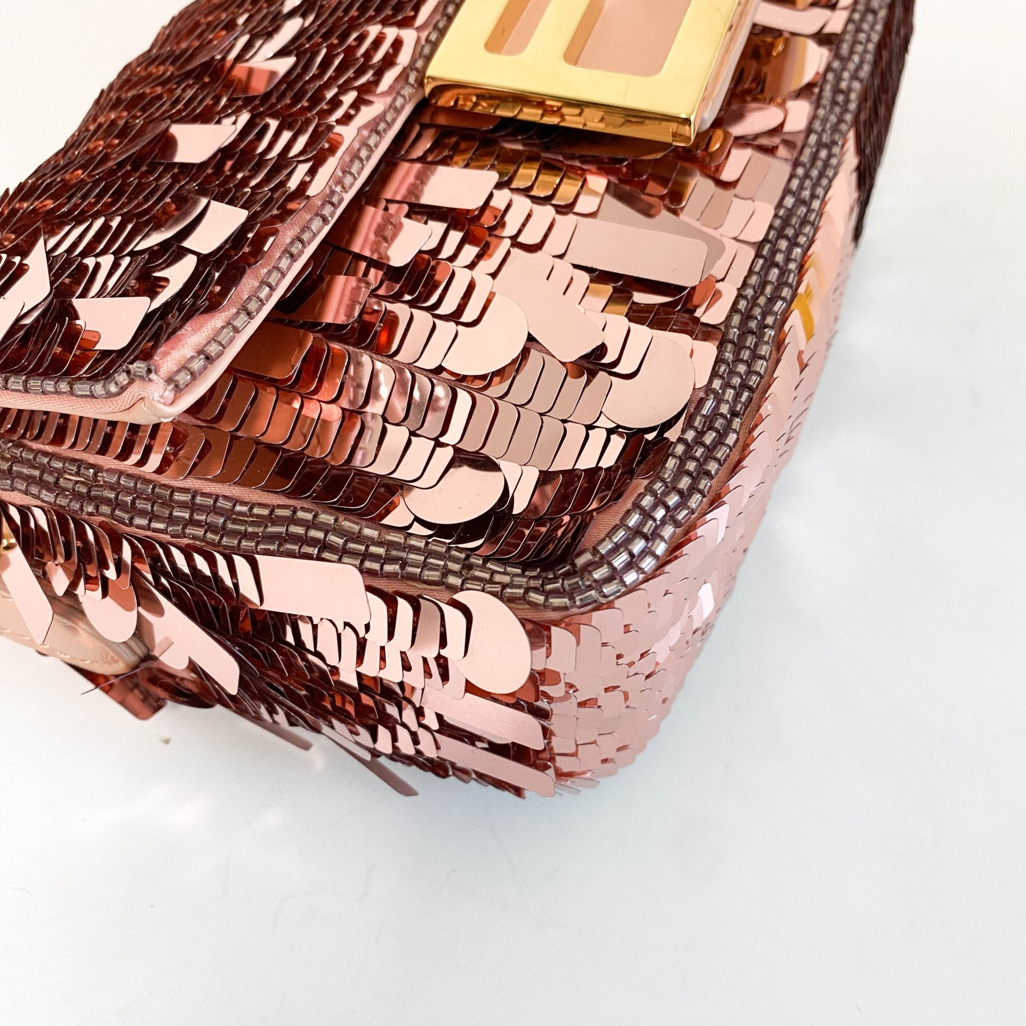 FENDI Mini Baguette Pink Sequin Chain Shoulder Bag, in , Sold by HIVE PRELOVED - Crossbody bags, Shoulder Bags,