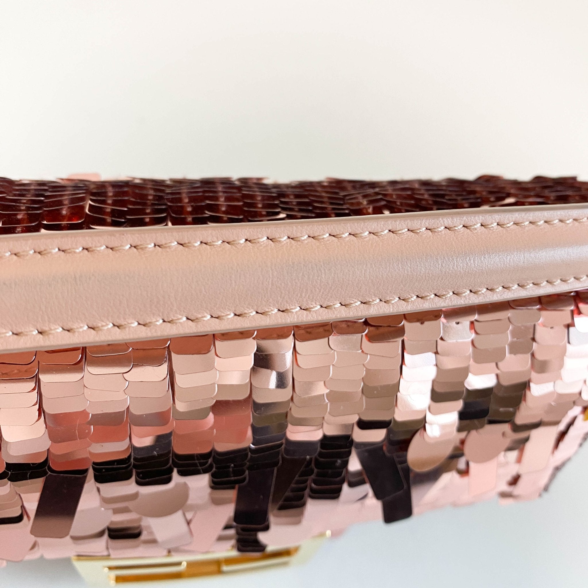 FENDI Mini Baguette Pink Sequin Chain Shoulder Bag, in , Sold by HIVE PRELOVED - Crossbody bags, Shoulder Bags,