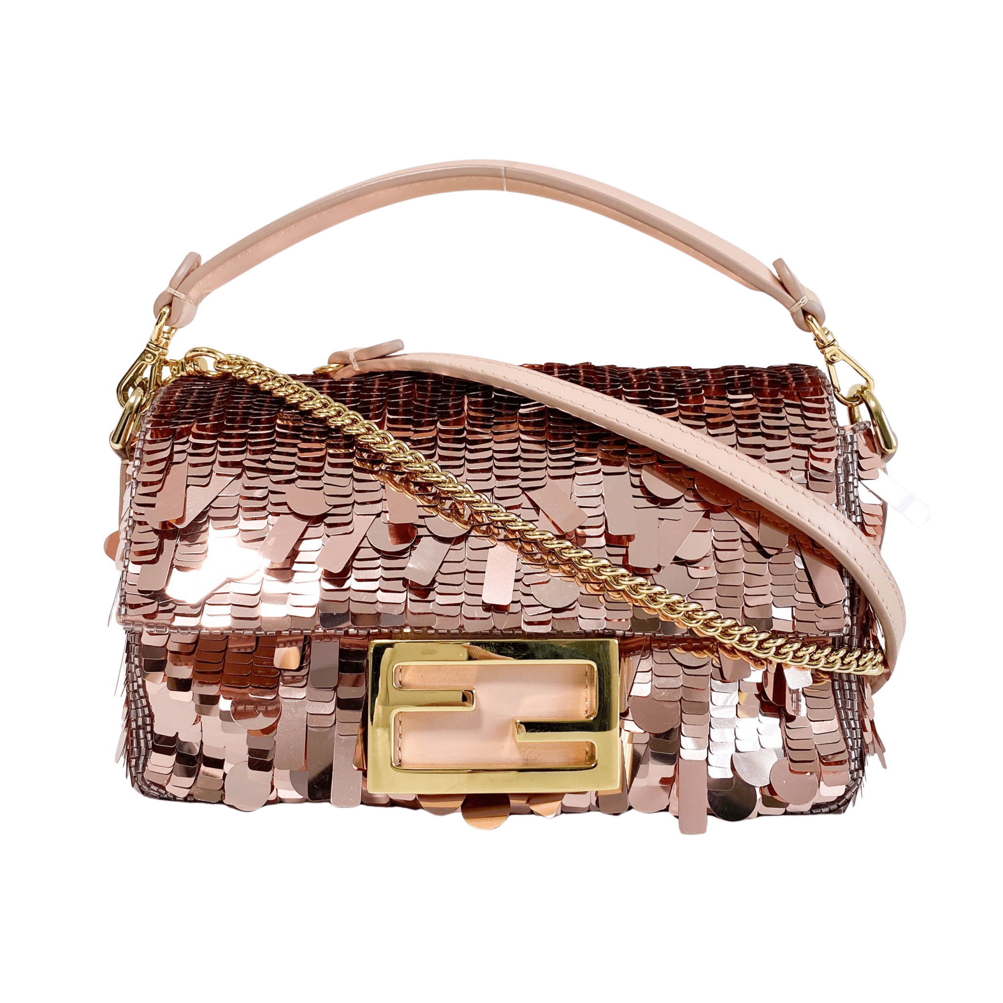 FENDI Mini Baguette Pink Sequin Chain Shoulder Bag, in , Sold by HIVE PRELOVED - Crossbody bags, Shoulder Bags,