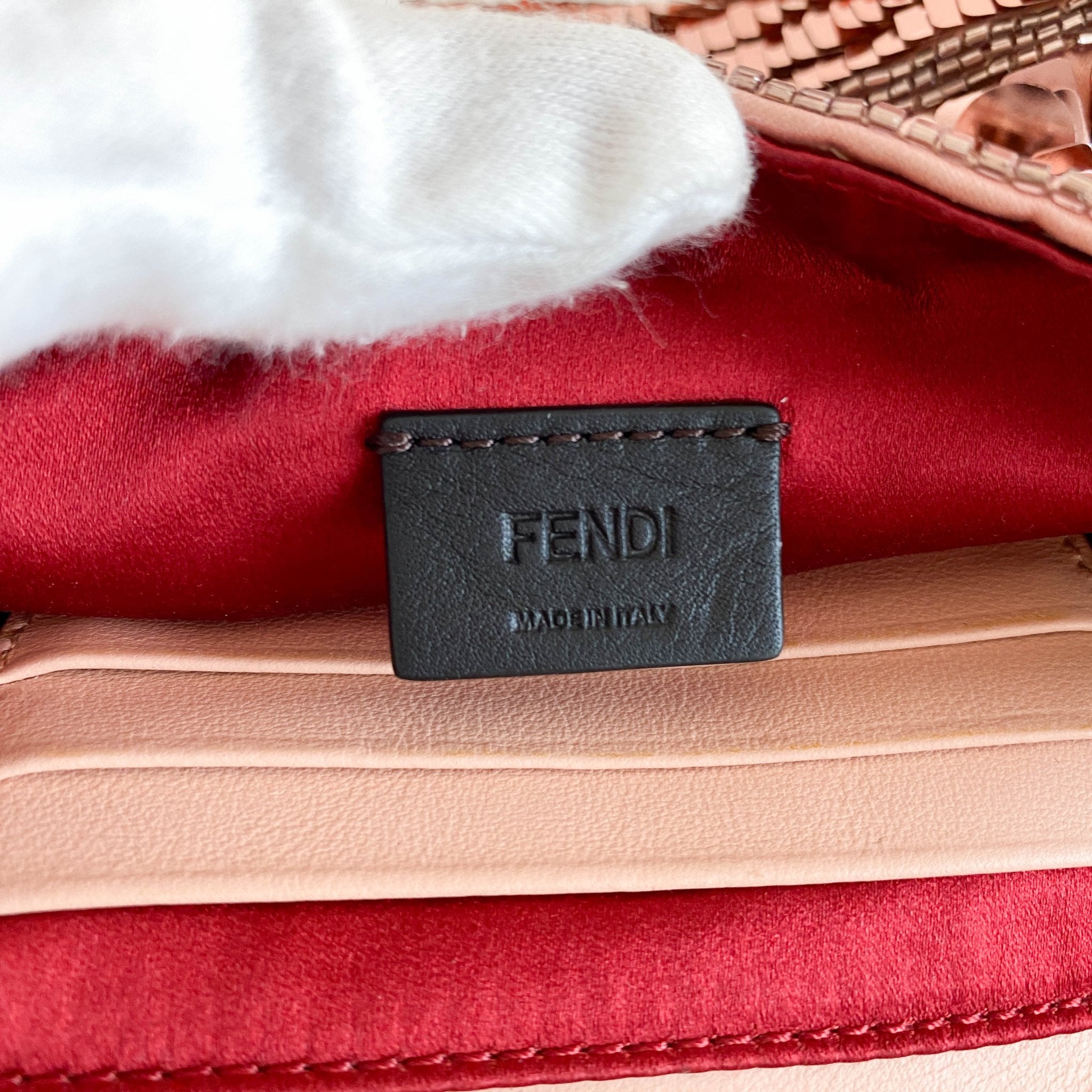 FENDI Mini Baguette Pink Sequin Chain Shoulder Bag, in , Sold by HIVE PRELOVED - Crossbody bags, Shoulder Bags,