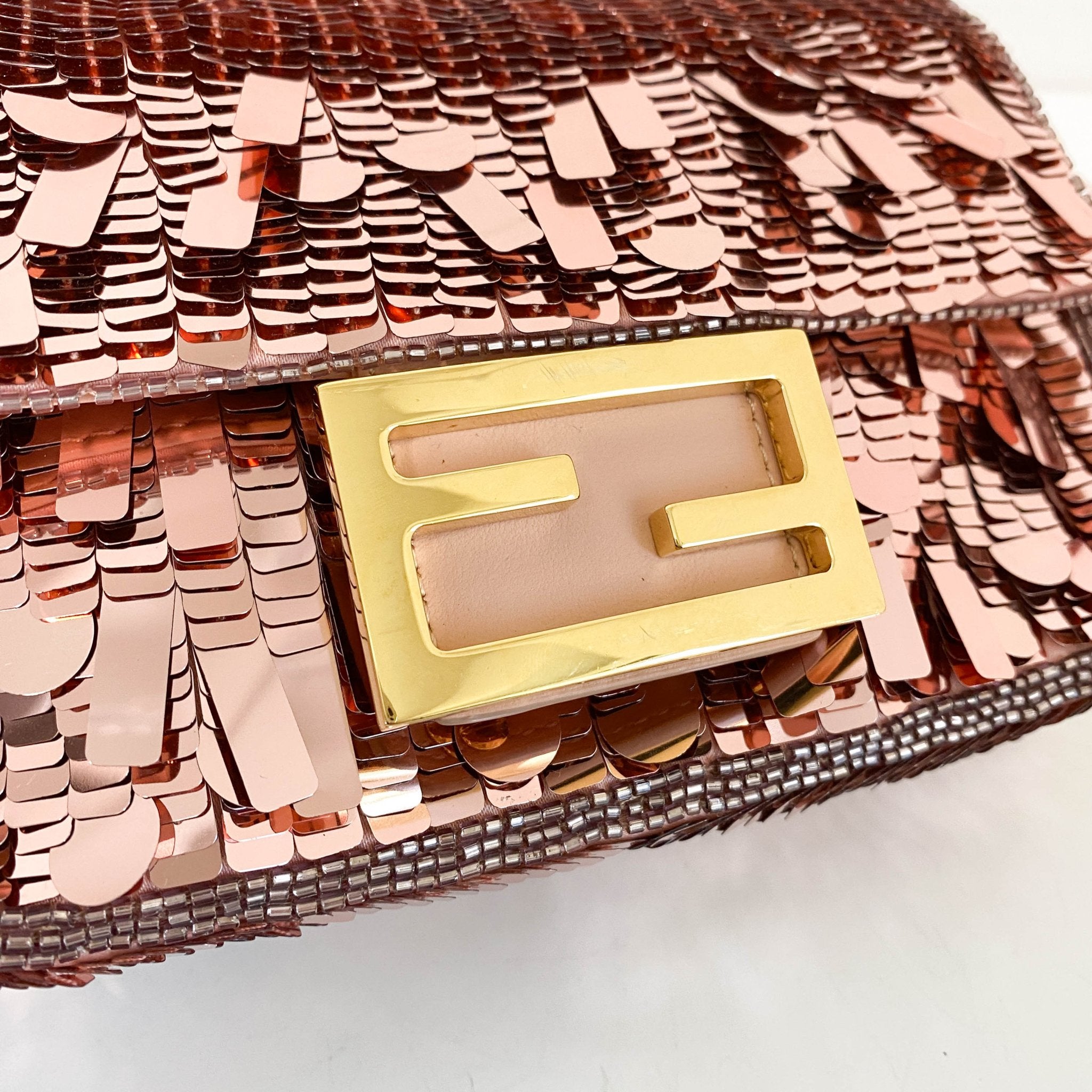 FENDI Mini Baguette Pink Sequin Chain Shoulder Bag, in , Sold by HIVE PRELOVED - Crossbody bags, Shoulder Bags,