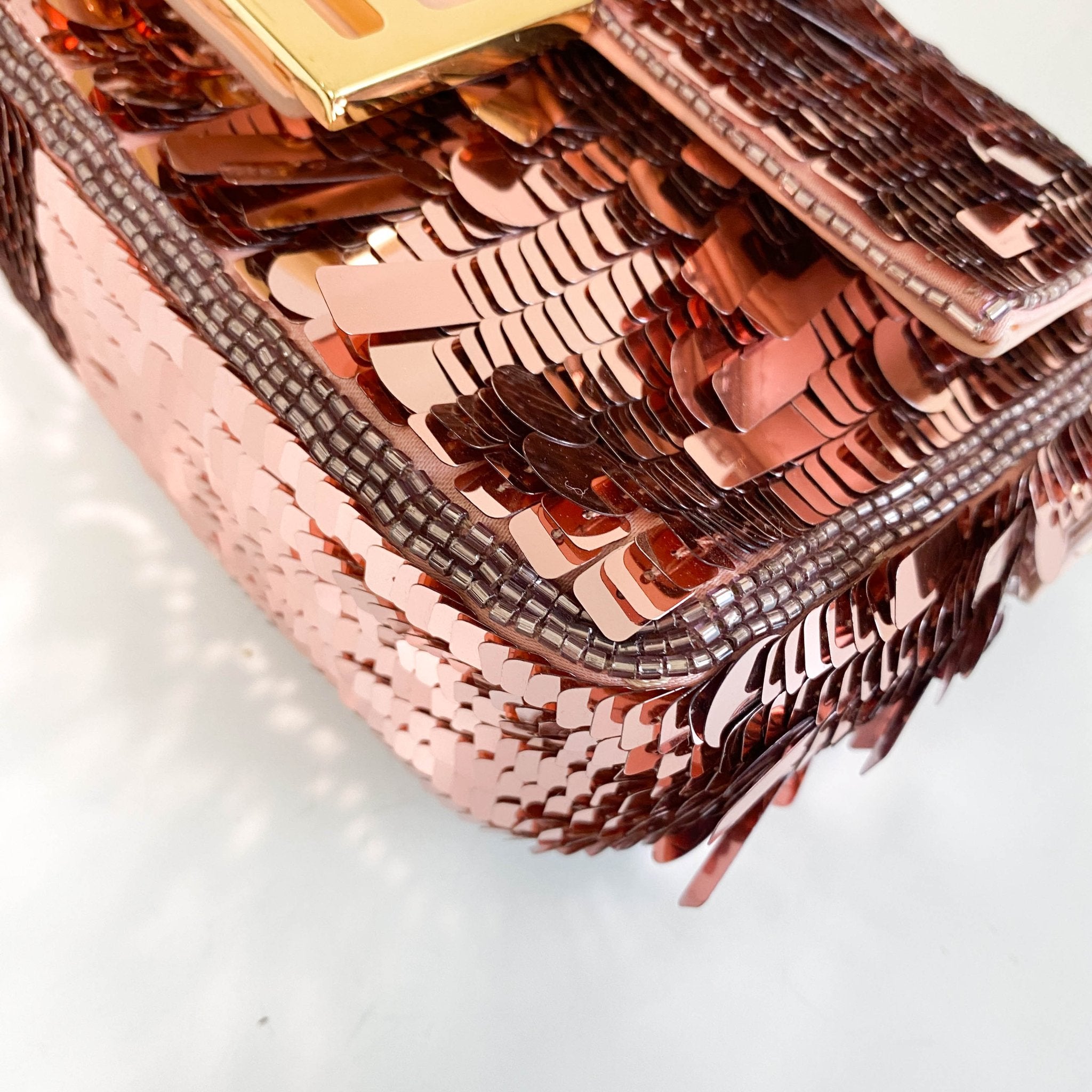 FENDI Mini Baguette Pink Sequin Chain Shoulder Bag, in , Sold by HIVE PRELOVED - Crossbody bags, Shoulder Bags,